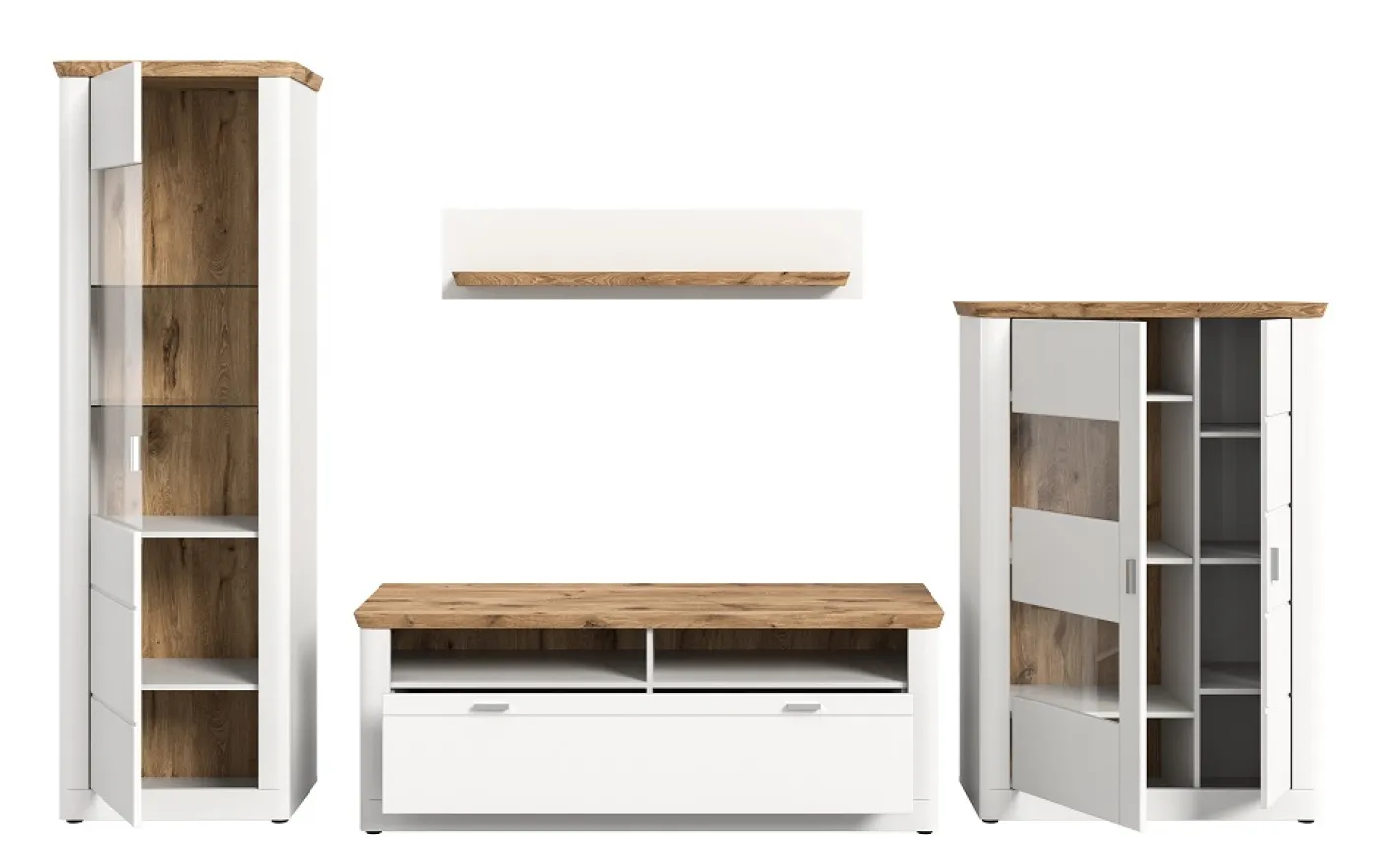 Wohnkombination Michigan | weiß / Viking Oak | 4-teilig