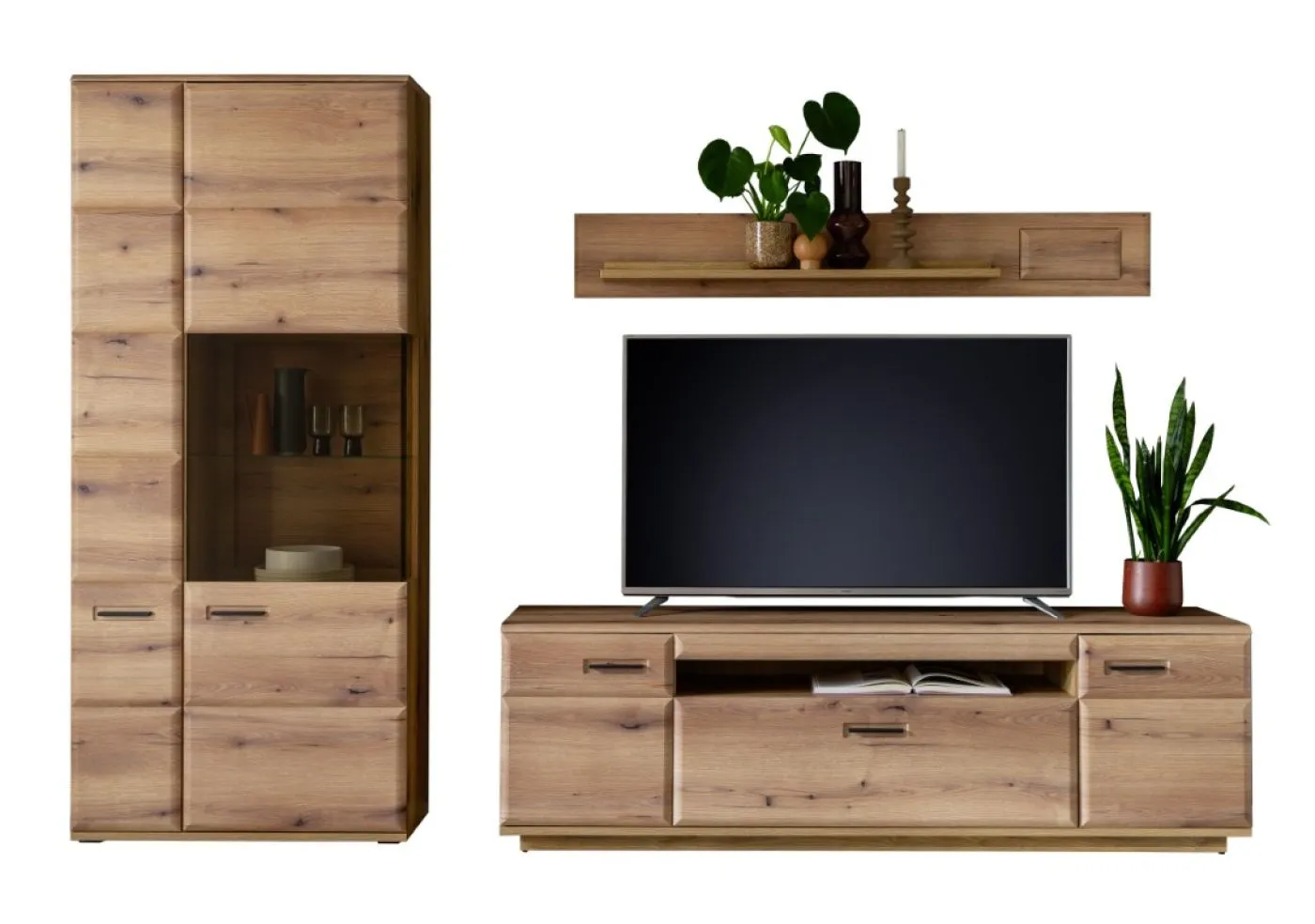 Wohnkombination Naxos 1 | Eiche Evoke | 3-teilig | LED Beleuchtung