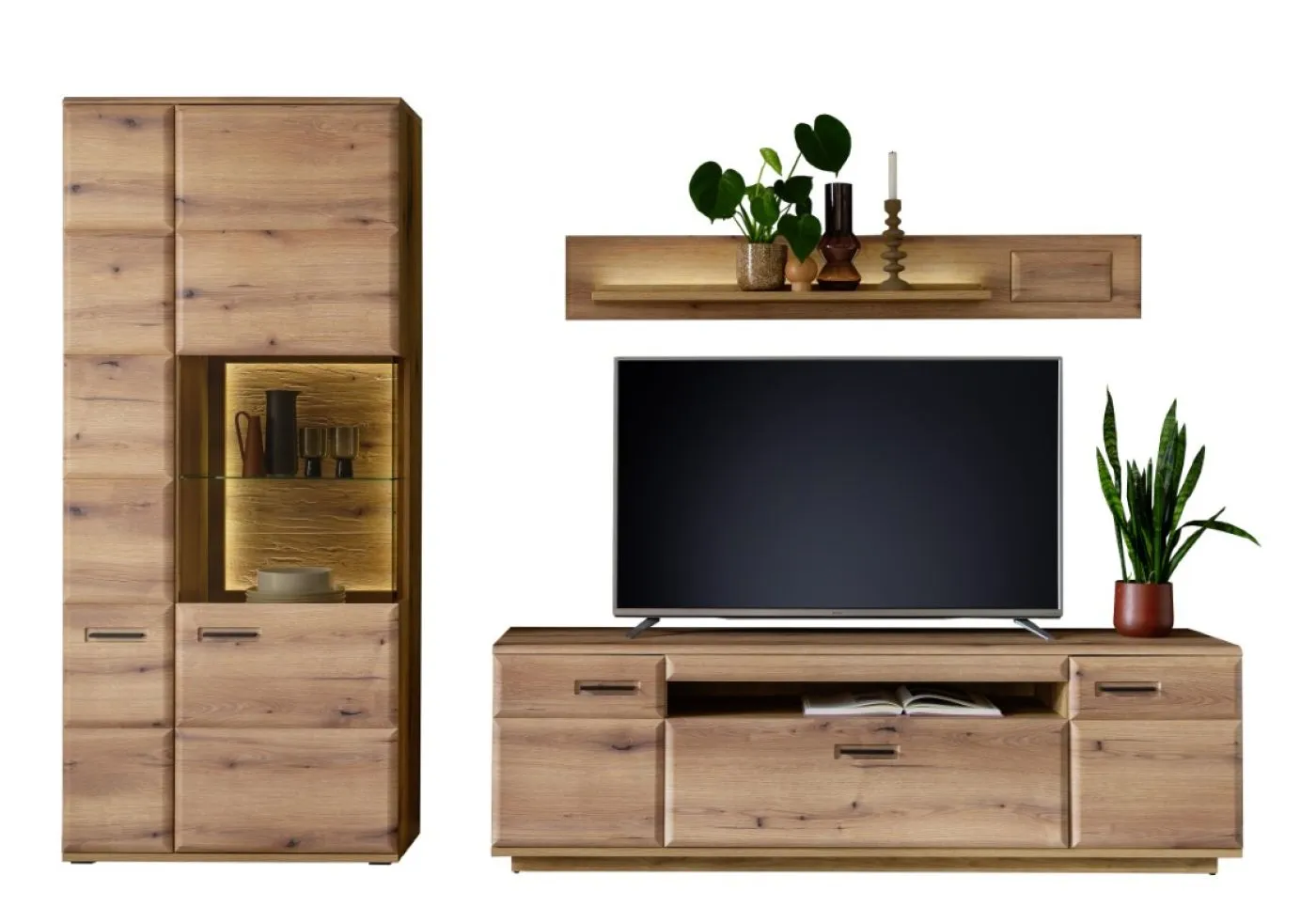 Wohnkombination Naxos 1 | Eiche Evoke | 3-teilig | ohne Beleuchtung