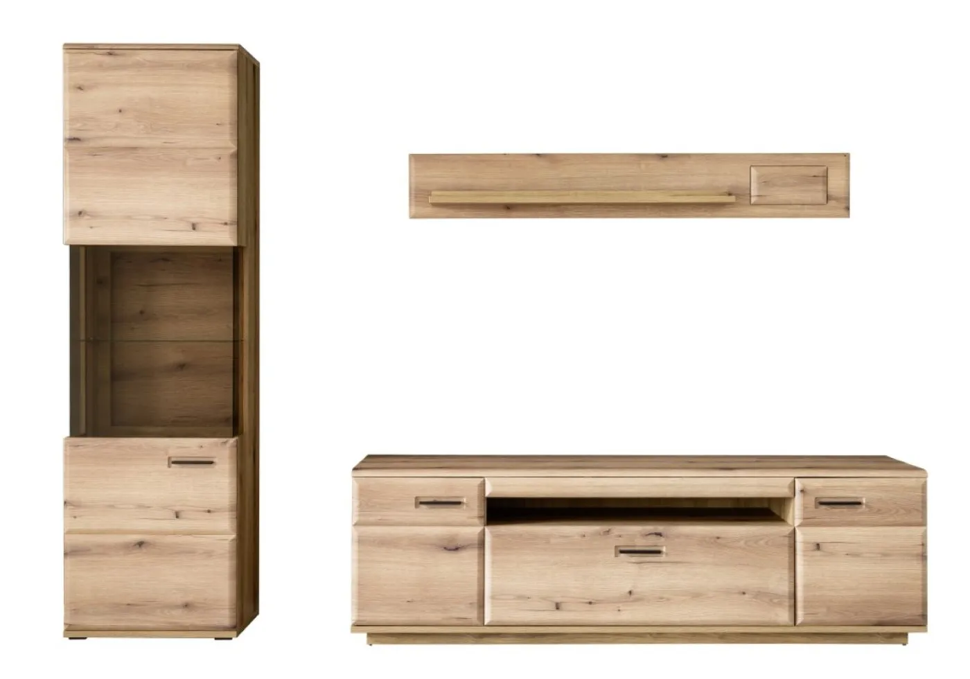 Wohnkombination Naxos | Eiche Evoke | 3-teilig | mit 110 cm Beleuchtung