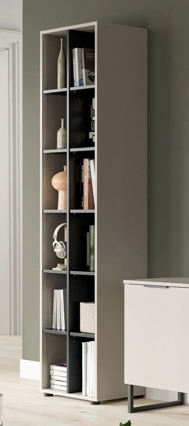 Wohnkombination Noida 1 | 2-teilig | Kaschmir / schwarz mit 2er Set LED Beleuchtung