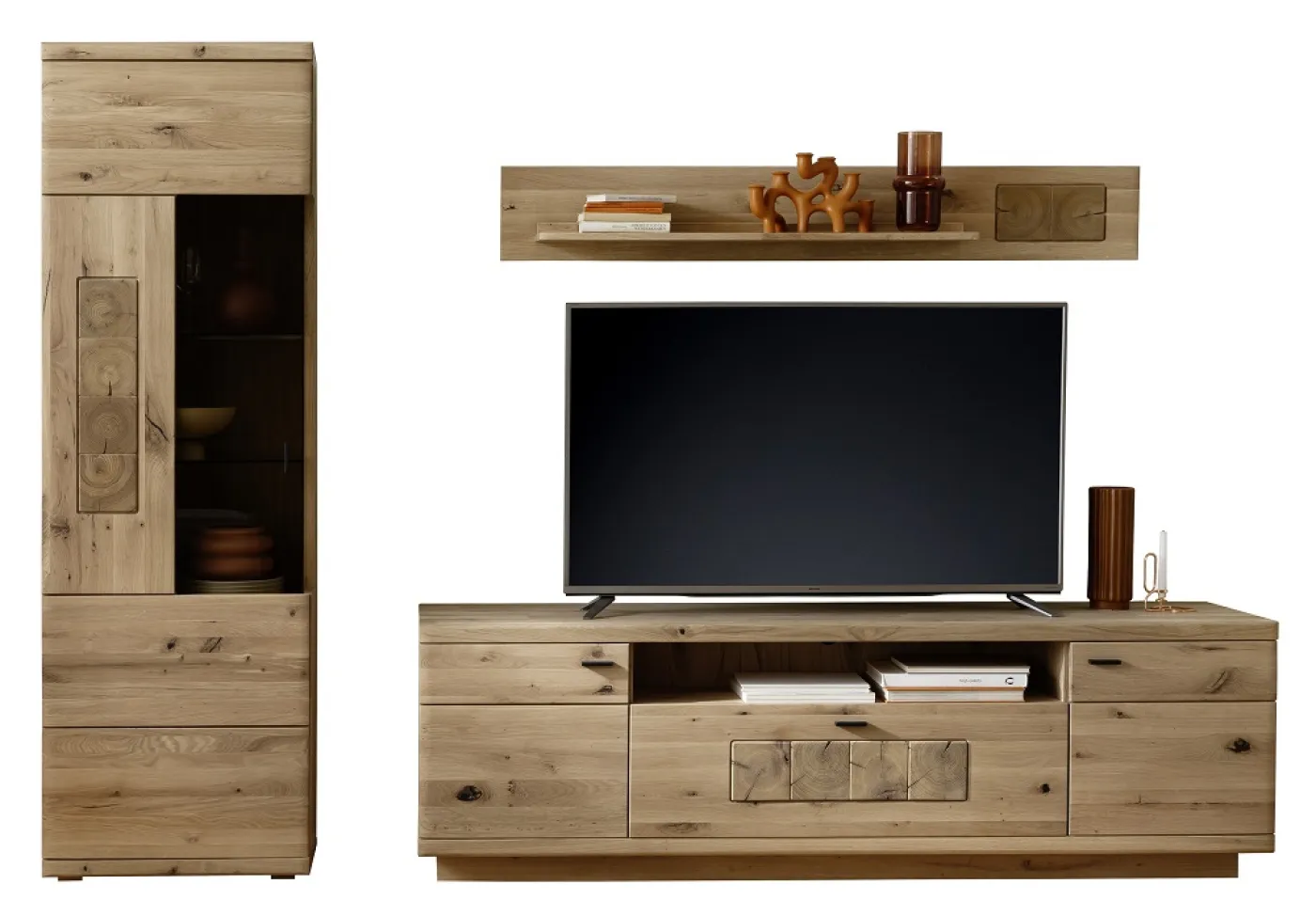 Wohnkombination Palma 2 | Asteiche / Balkeneiche | 3-teilig | optional LED Beleuchtung