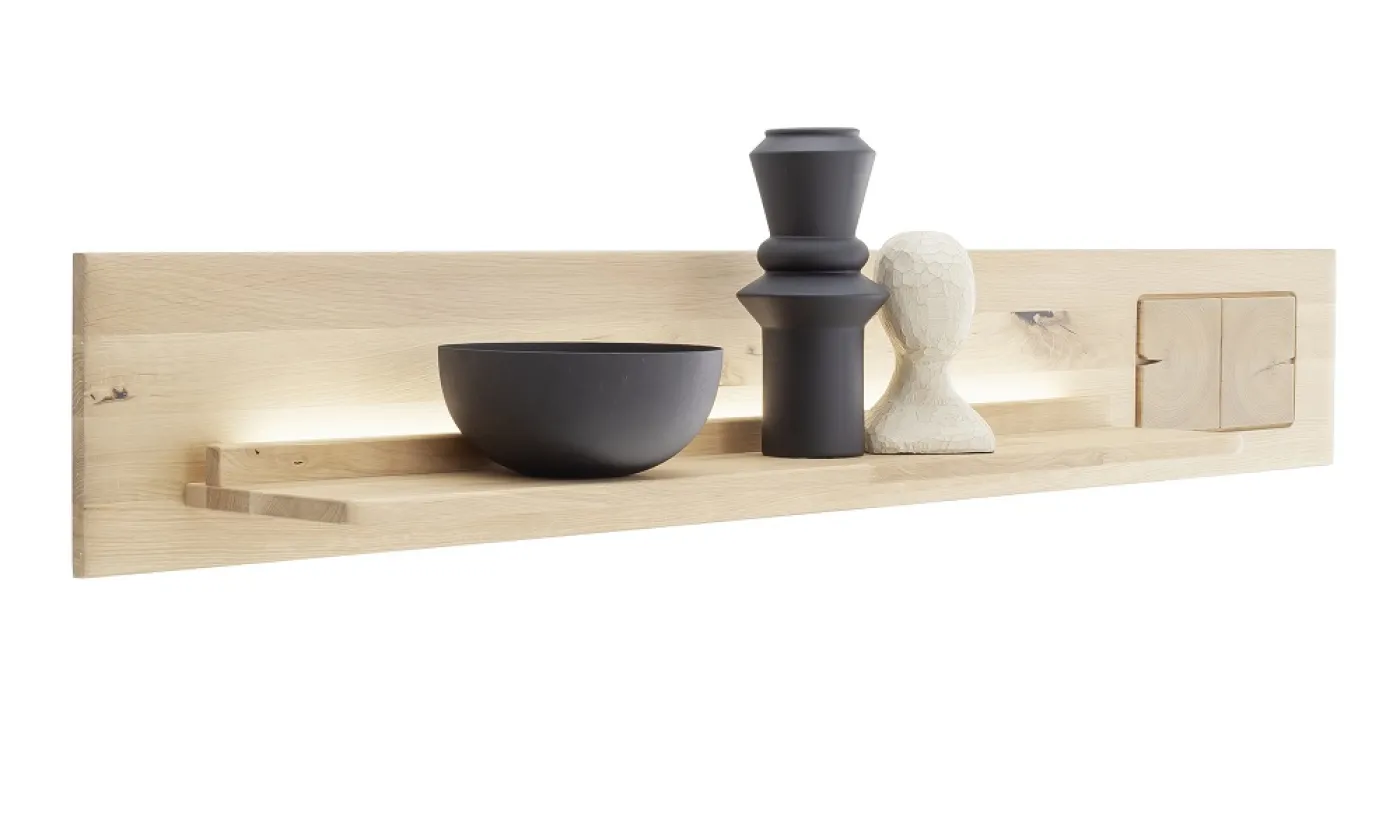 Wohnkombination Palma | Asteiche / Balkeneiche | 3-teilig | Beleuchtung Wandboard