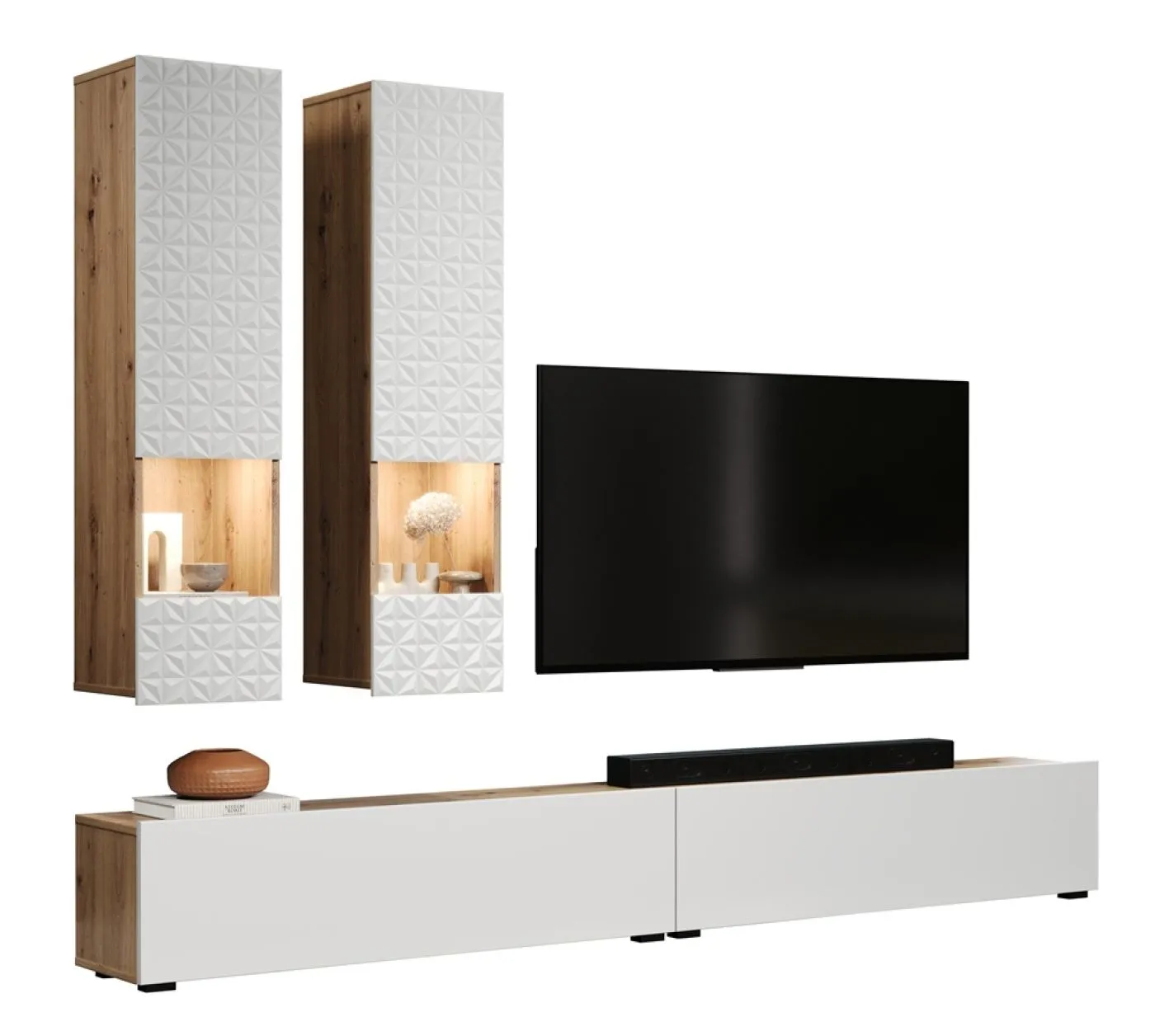 Wohnkombination Rezzo | Artisan Eiche / weiß | 4-teilig