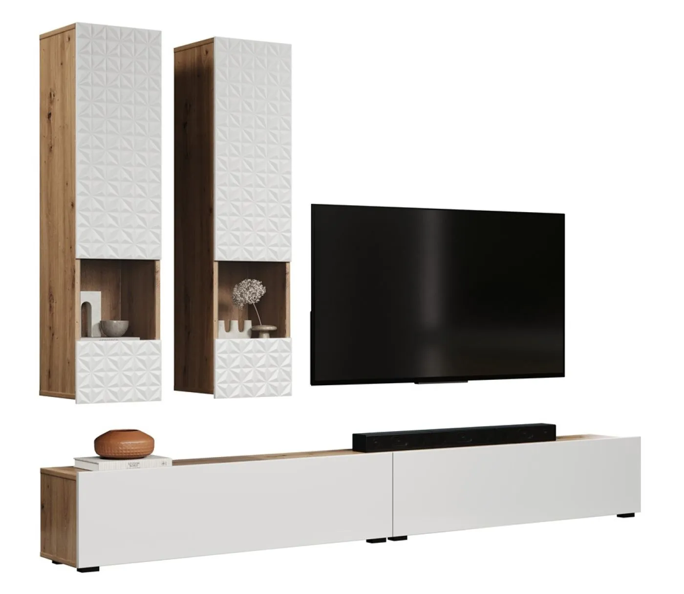 Wohnkombination Rezzo | Artisan Eiche / weiß | 4-teilig