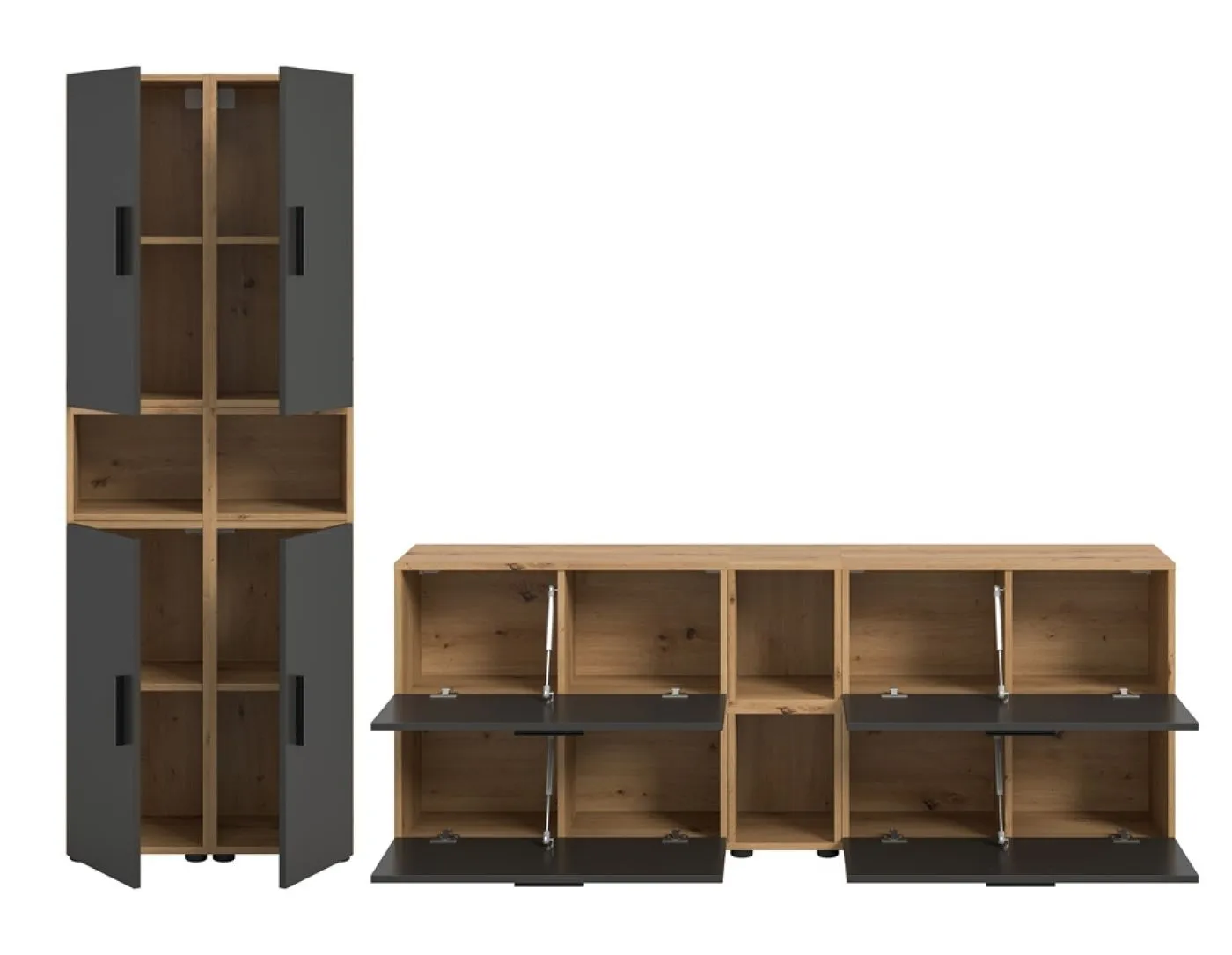 Wohnkombination The One 1 | 12-teilig | Artisan Oak / Basalt grau