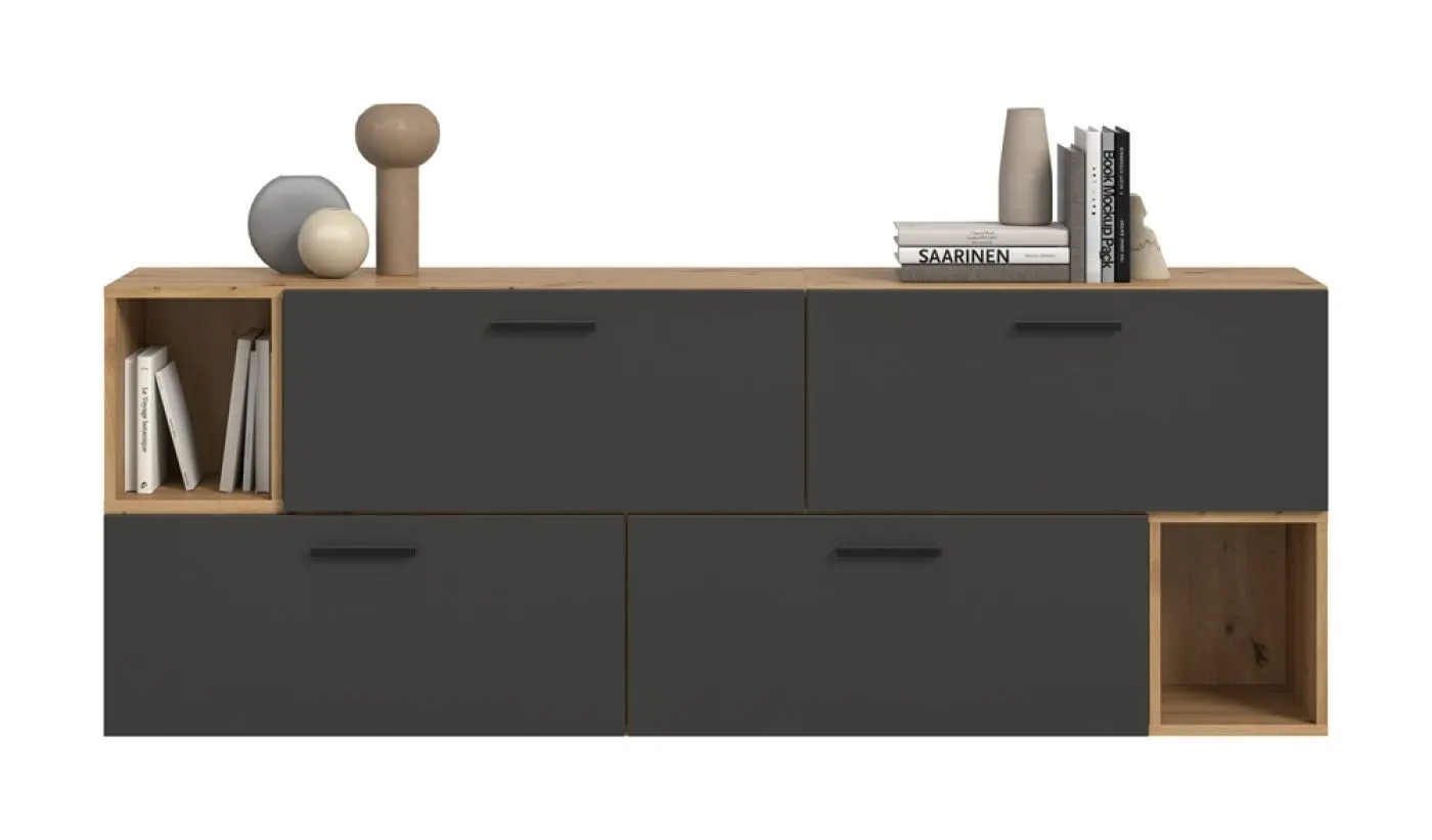 Wohnkombination The One 1 6-teilig | Artisan Eiche / Basalt grau ohne