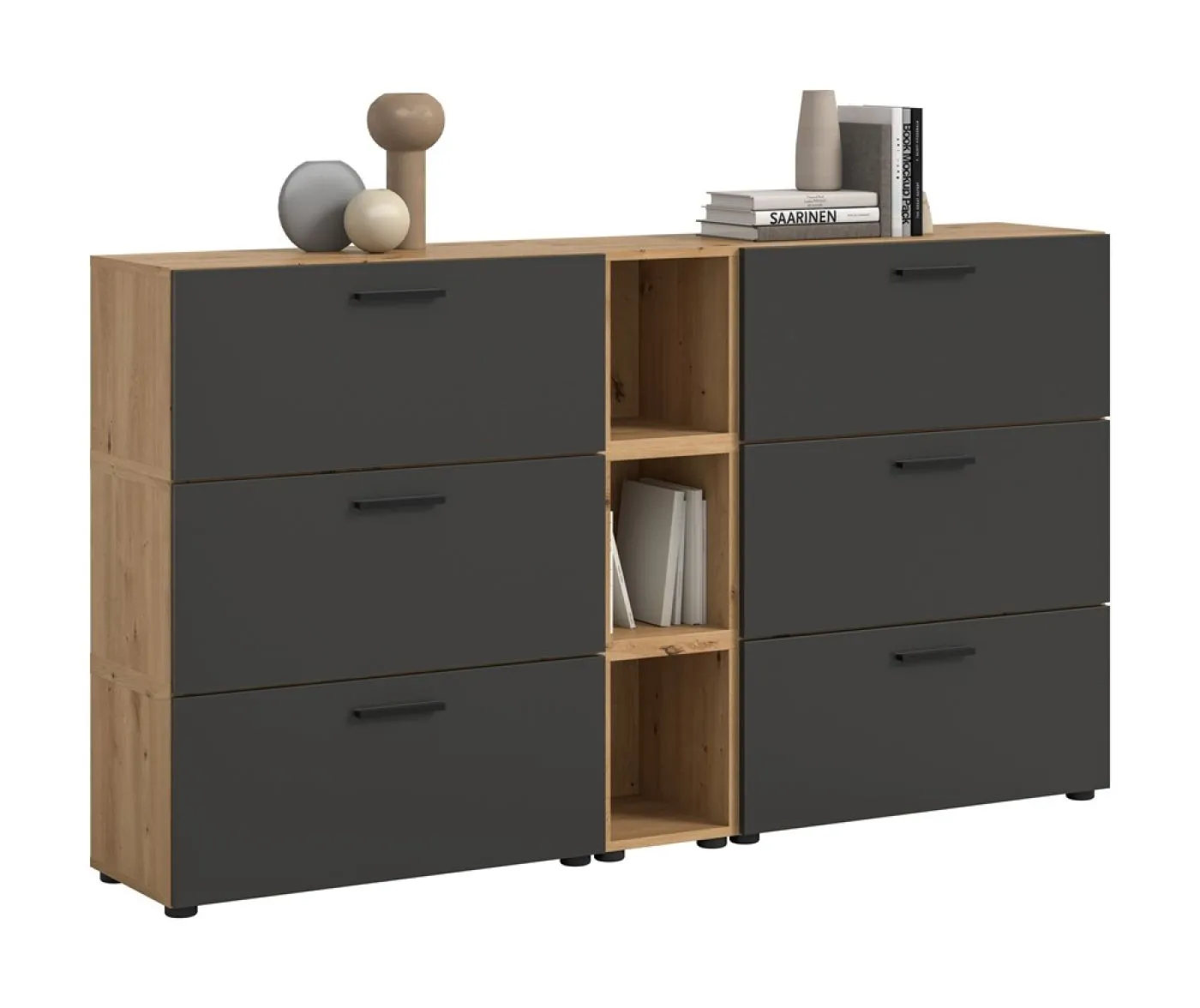 Wohnkombination The One 1 | 9-teilig | Artisan Oak / Basalt grau ohne