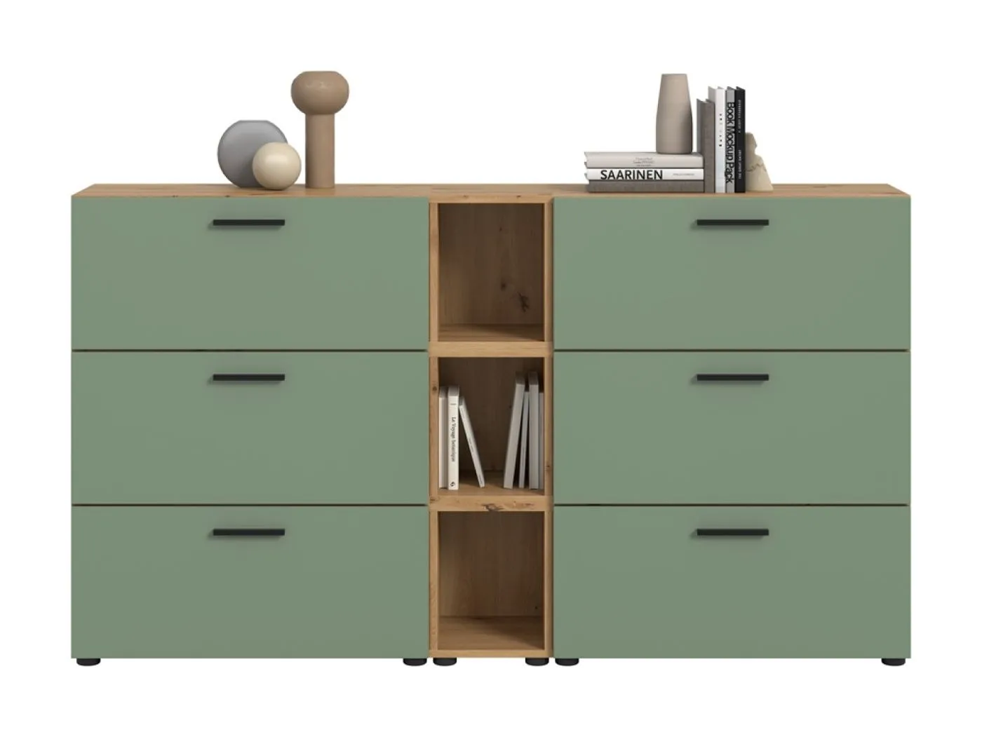 Wohnkombination The One 1 | 9-teilig | Artisan Oak / Smoke Green ohne