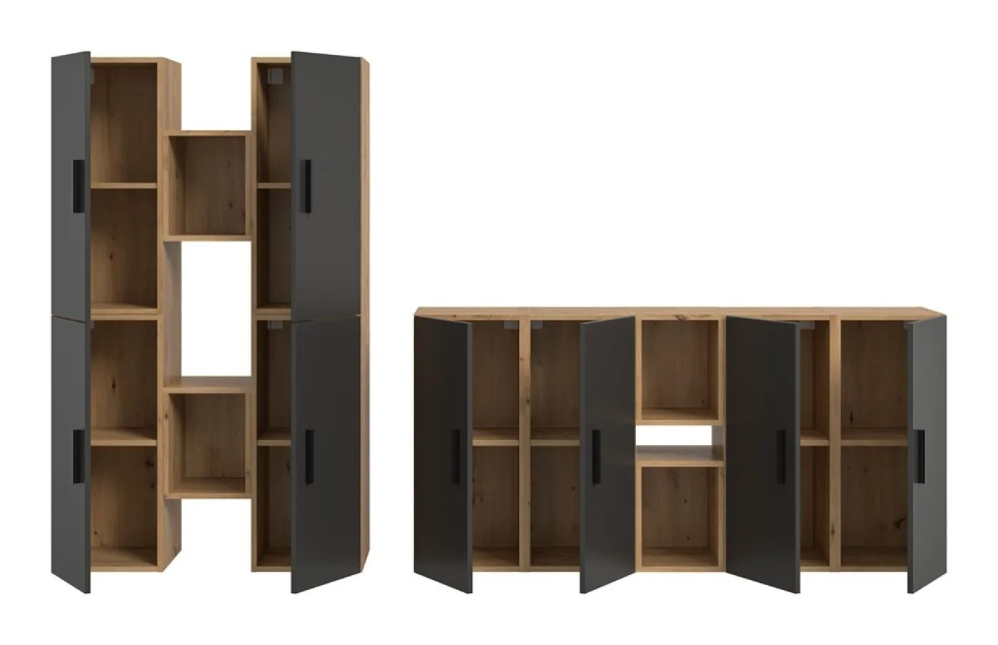 Wohnkombination The One | 12-teilig | Artisan Oak / Basalt grau ohne