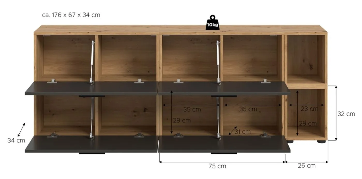 Wohnkombination The One 3 | 6-teilig | Artisan Oak / Basalt grau ohne