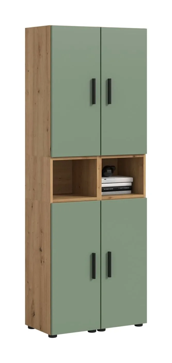 Wohnkombination The One 3 | 6-teilig | Artisan Oak / Smoke Green mit 2er Set Unterbauspot
