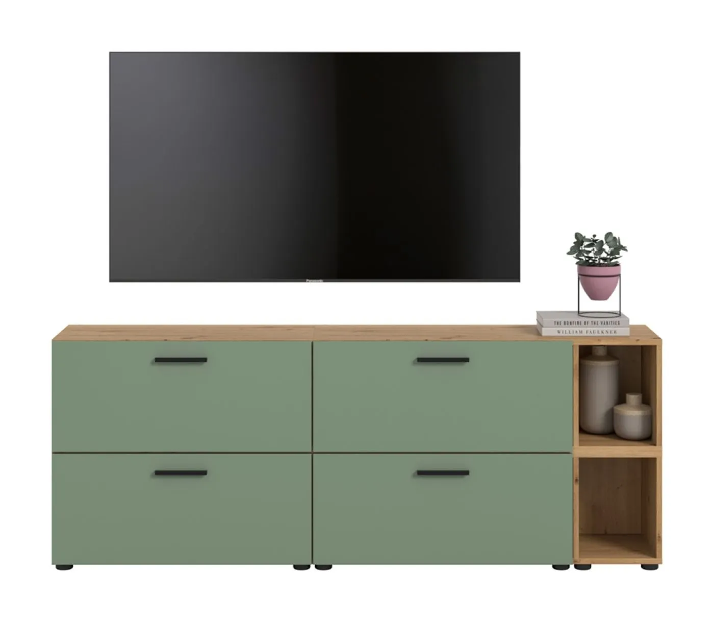 Wohnkombination The One 3 | 6-teilig | Artisan Oak / Smoke Green ohne