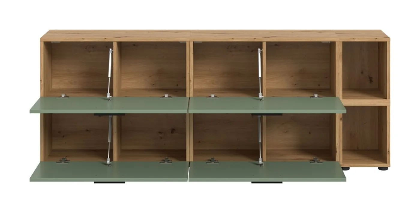 Wohnkombination The One 3 | 6-teilig | Artisan Oak / Smoke Green ohne