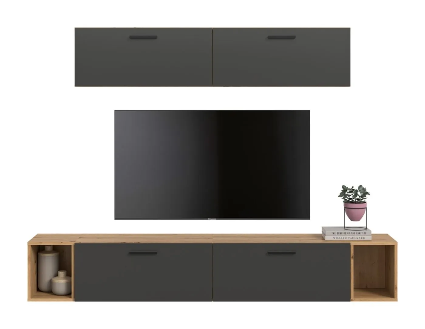 Wohnkombination The One 4 | 6-teilig | Artisan Oak / Basalt grau ohne