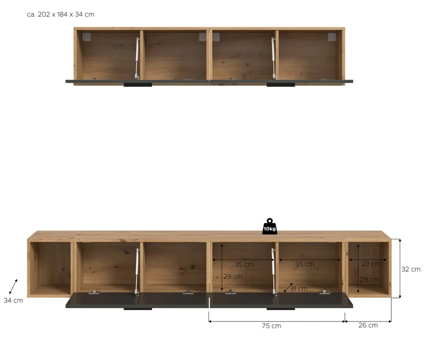 Wohnkombination The One 4 | 6-teilig | Artisan Oak / Basalt grau ohne