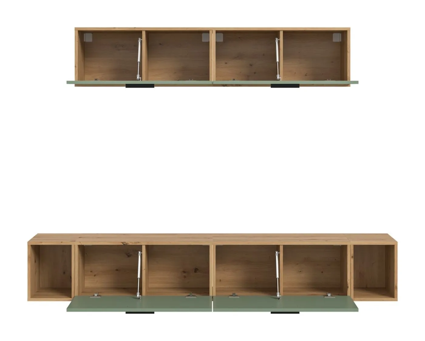 Wohnkombination The One 4 | 6-teilig | Artisan Oak / Smoke Green Komplettset