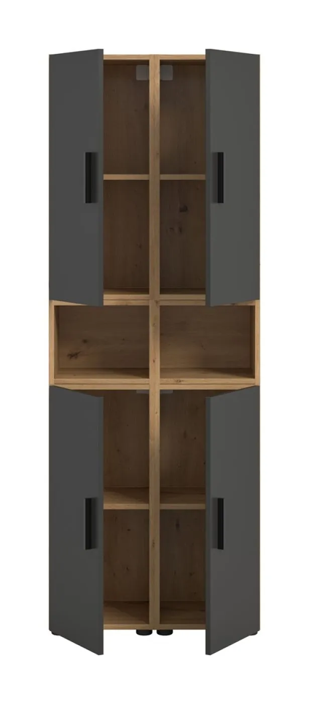 Wohnkombination The One 4b | 6-teilig | Artisan Oak / Basalt grau mit 2er Set Unterbauspot