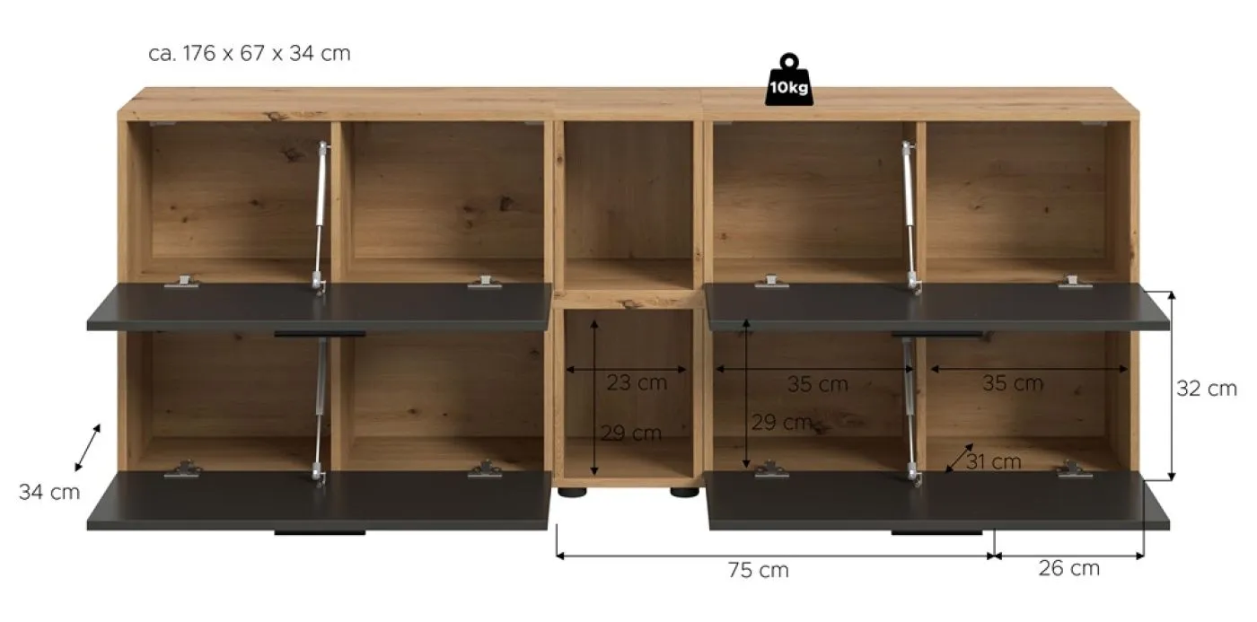 Wohnkombination The One 5 | 6-teilig | Artisan Oak / Basalt grau