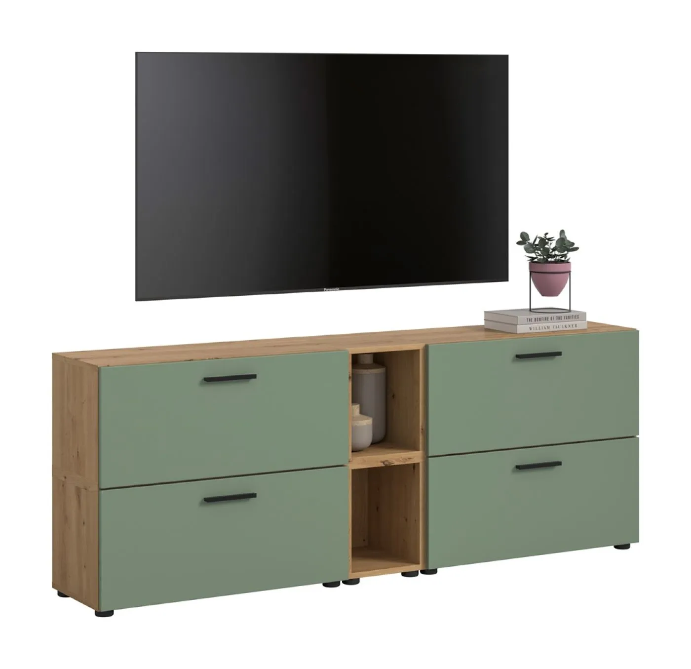 Wohnkombination The One 5 | 6-teilig | Artisan Oak / Smoke Green ohne