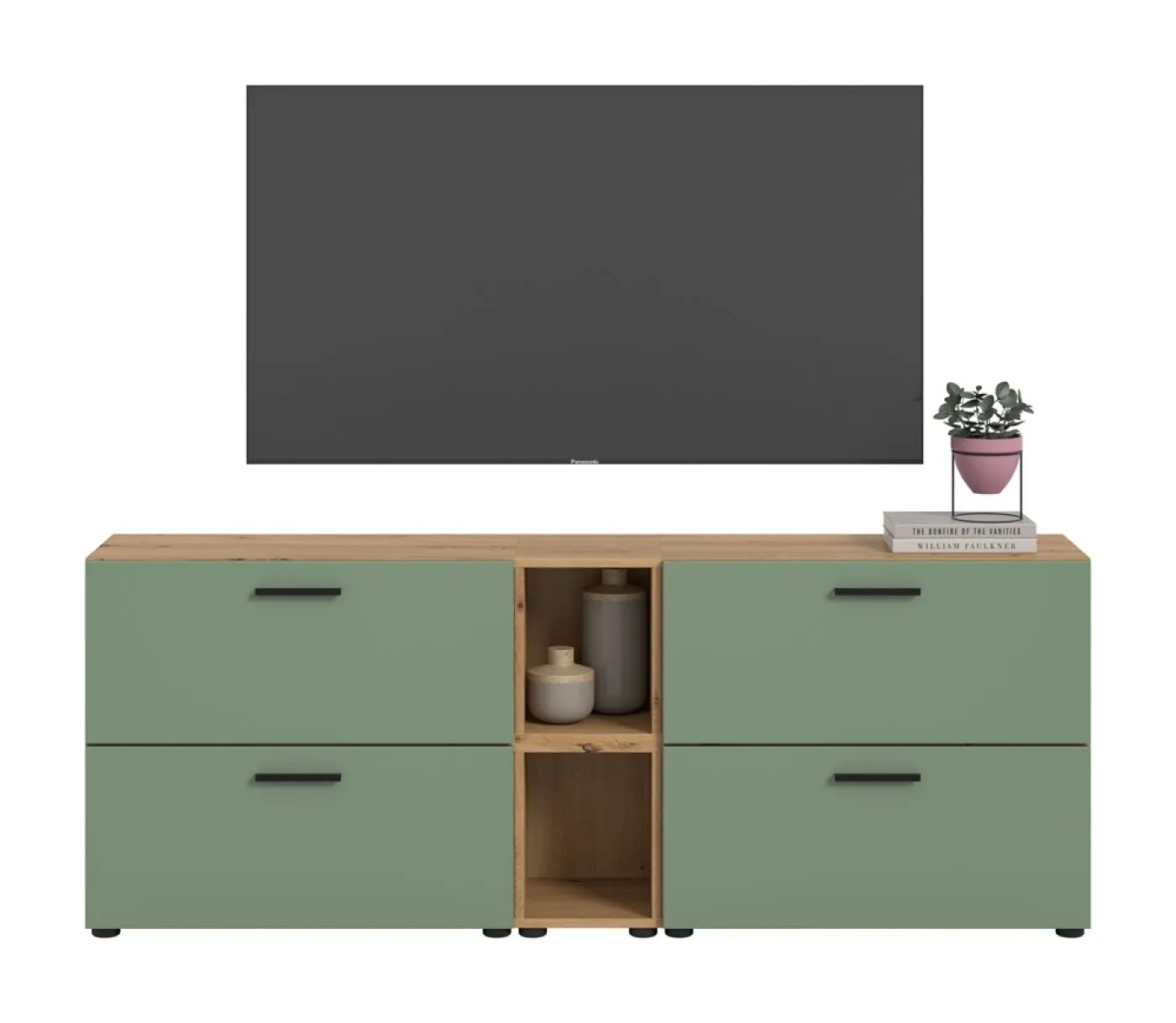 Wohnkombination The One 5 | 6-teilig | Artisan Oak / Smoke Green ohne