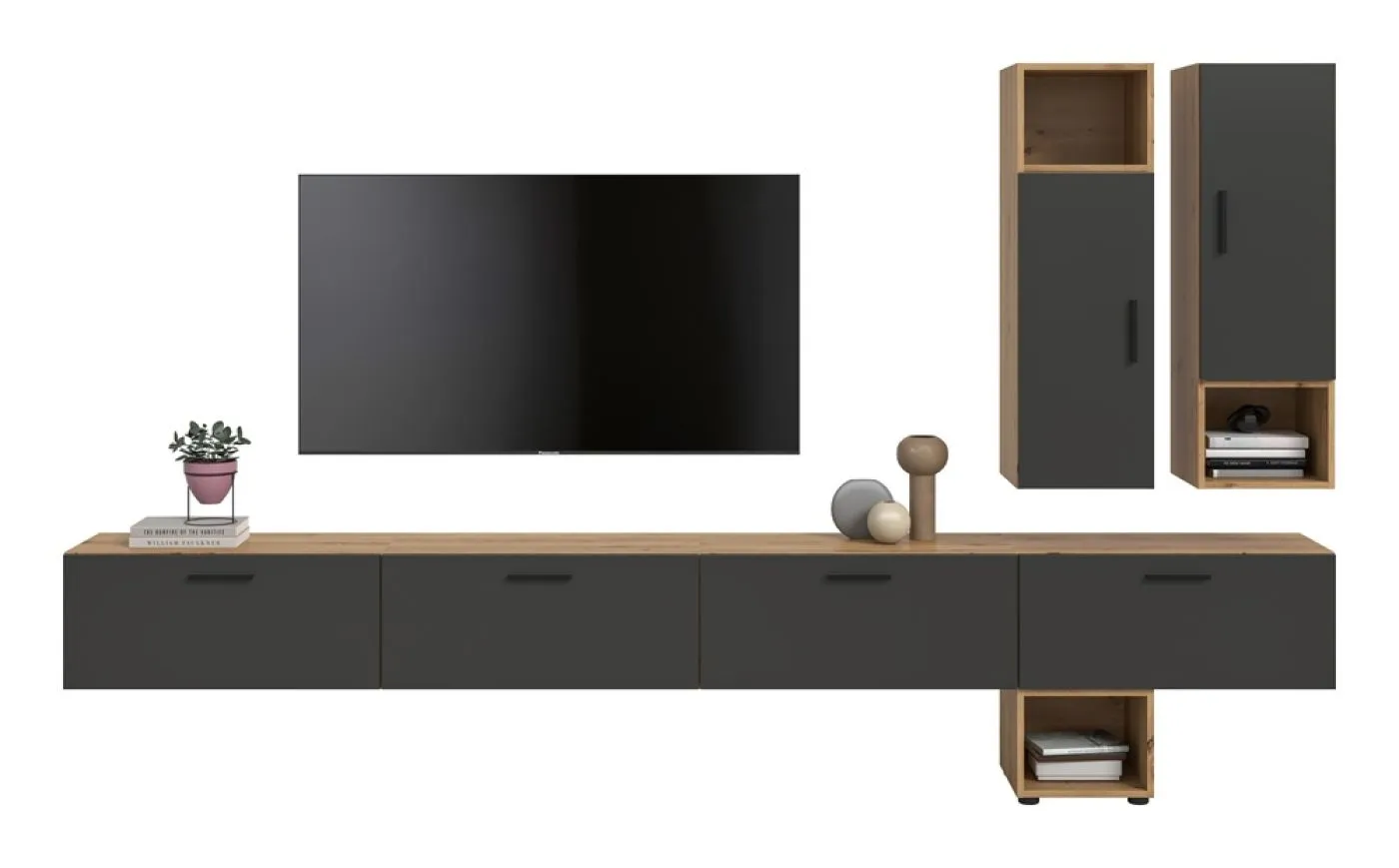 Wohnkombination The One | 9-teilig | Artisan Oak / Basalt grau ohne