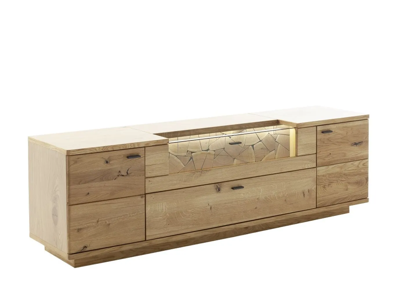 Wohnkombination Venedig 2 | Naturfarben / Wildeiche | 3-teilig | Beleuchtung Komplettset