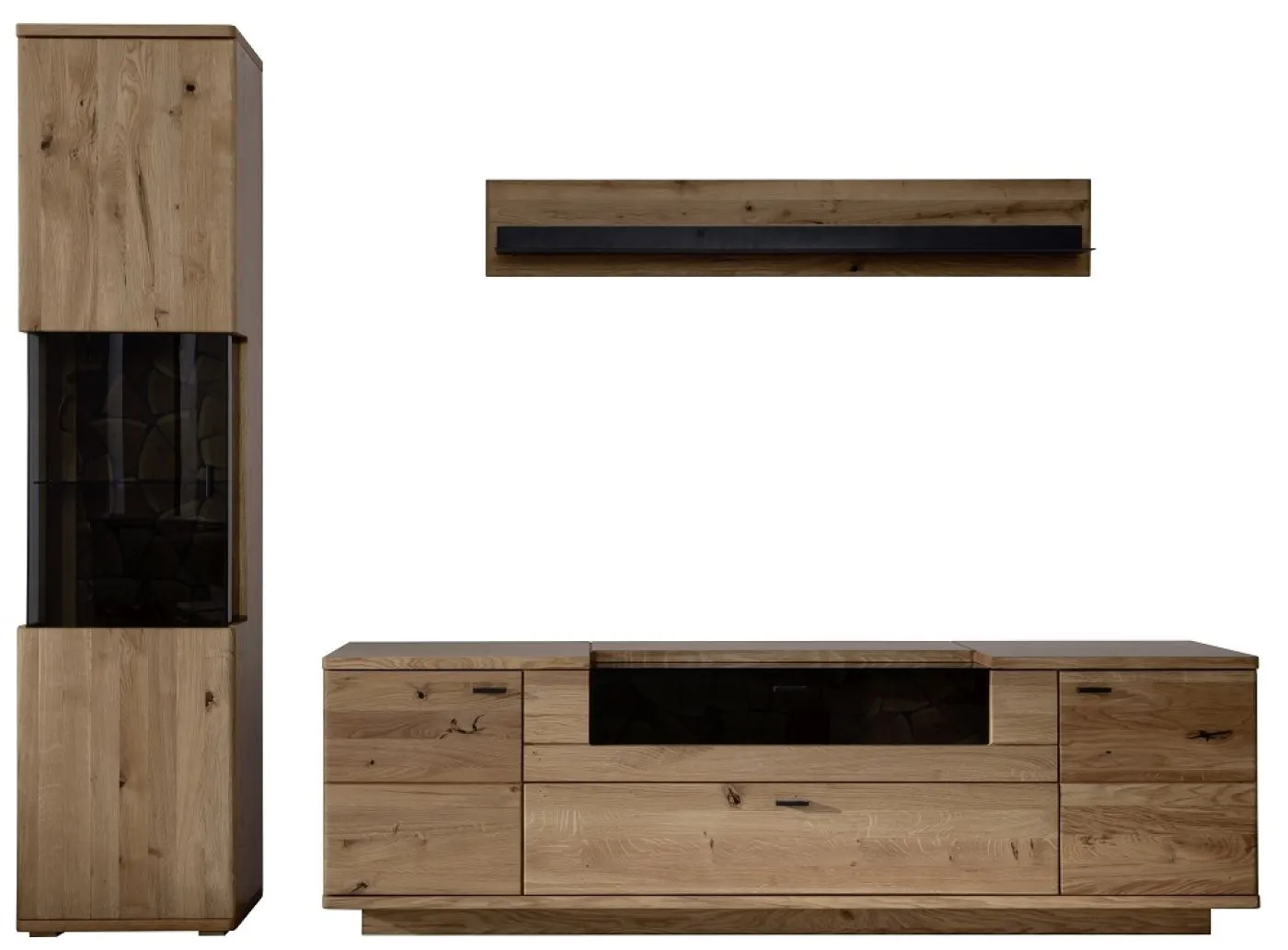 Wohnkombination Venedig 2 | Naturfarben / Wildeiche | 3-teilig | optional LED Beleuchtung