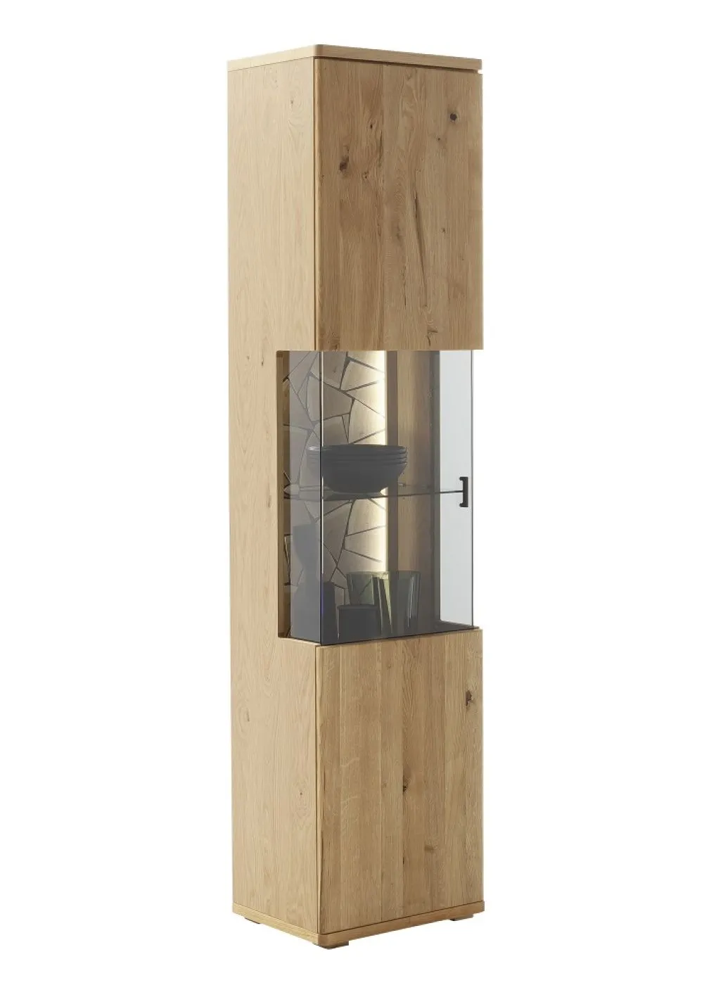 Wohnkombination Venedig 2 | Naturfarben / Wildeiche | 3-teilig | Vitrine mit Bandbeleuchtung