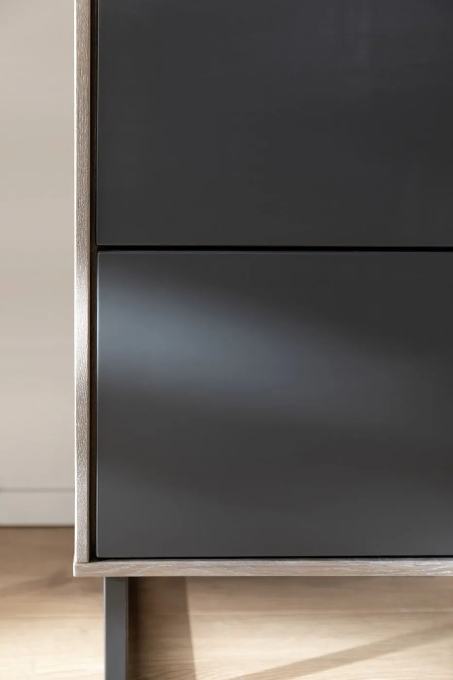 Wohnkombination Venezia | Softblack / Vulcano Eiche | 3-teilig | Beleuchtung Komplettset