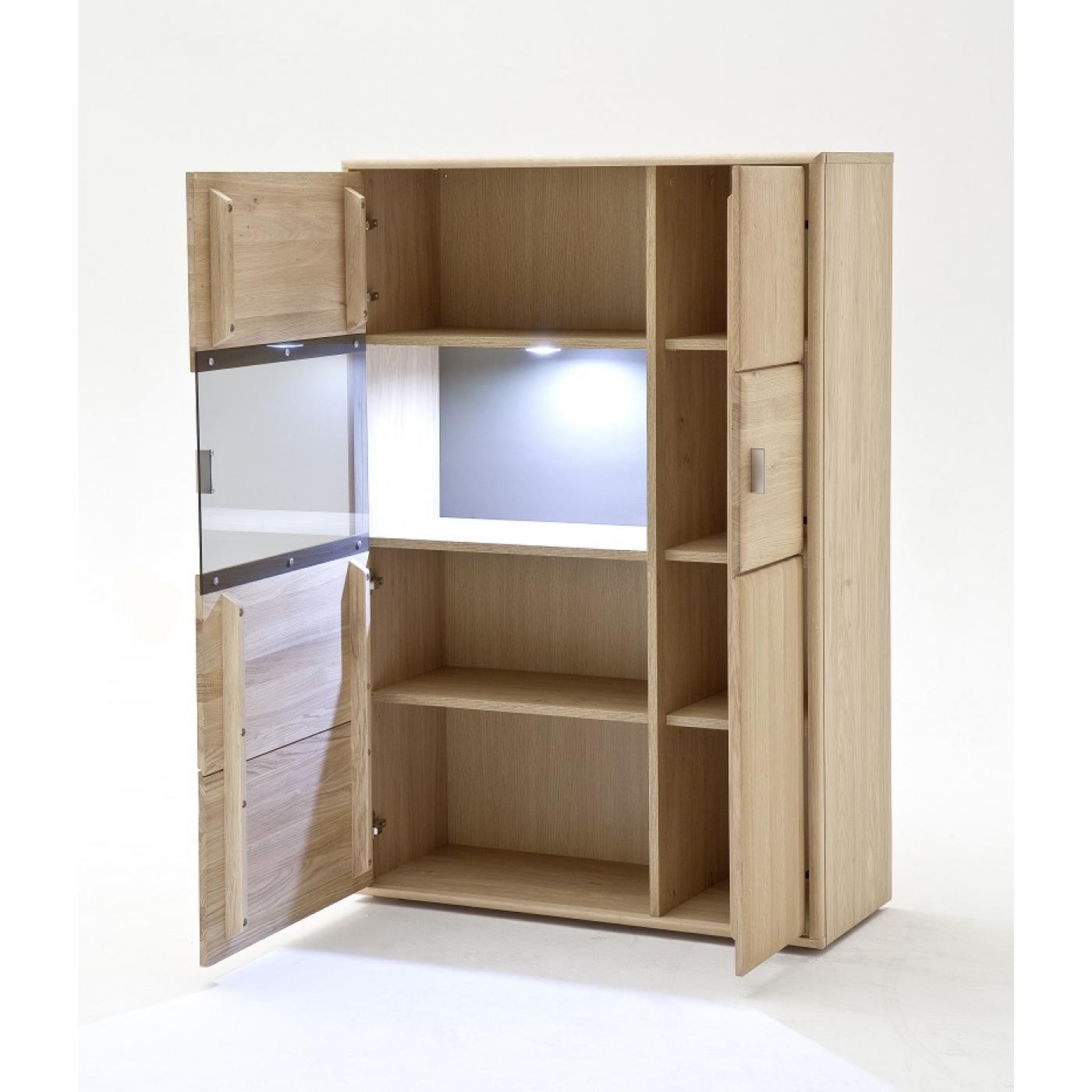 Wohnwand Anbauwand 2 Tarragona | Eiche Bianco | 4-teilig | LED Beleuchtung