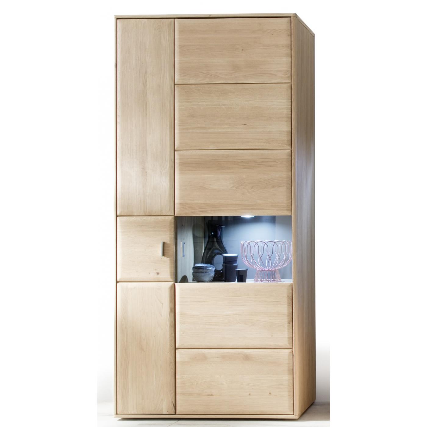 Wohnwand Anbauwand 2 Tarragona | Eiche Bianco | 4-teilig | LED Beleuchtung