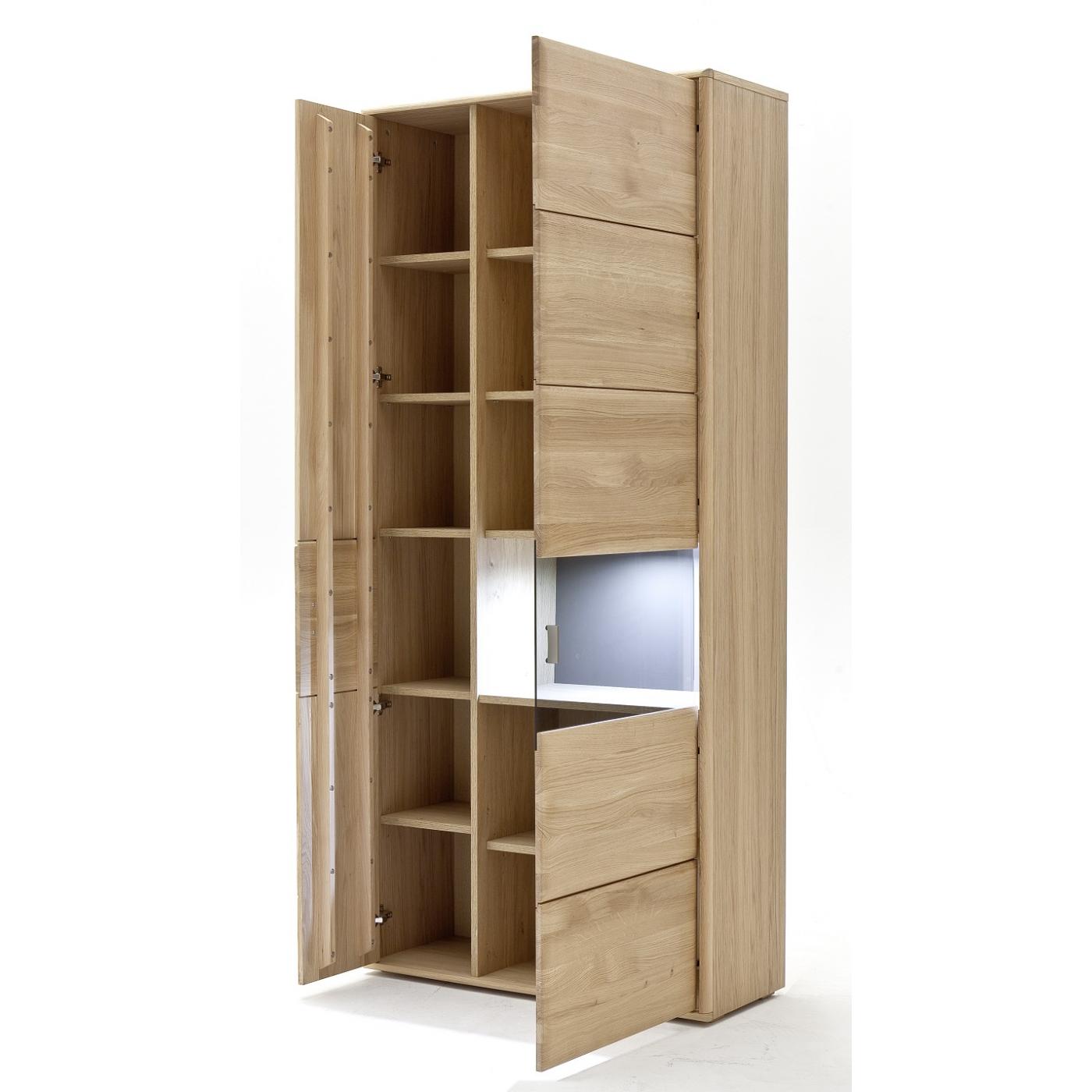 Wohnwand Anbauwand 2 Tarragona | Eiche Bianco | 4-teilig | LED Beleuchtung