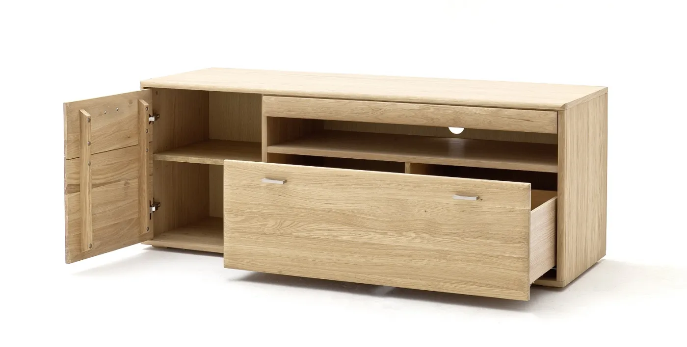 Wohnwand Anbauwand 3 Tarragona | Eiche Bianco | 4-teilig | LED Beleuchtung