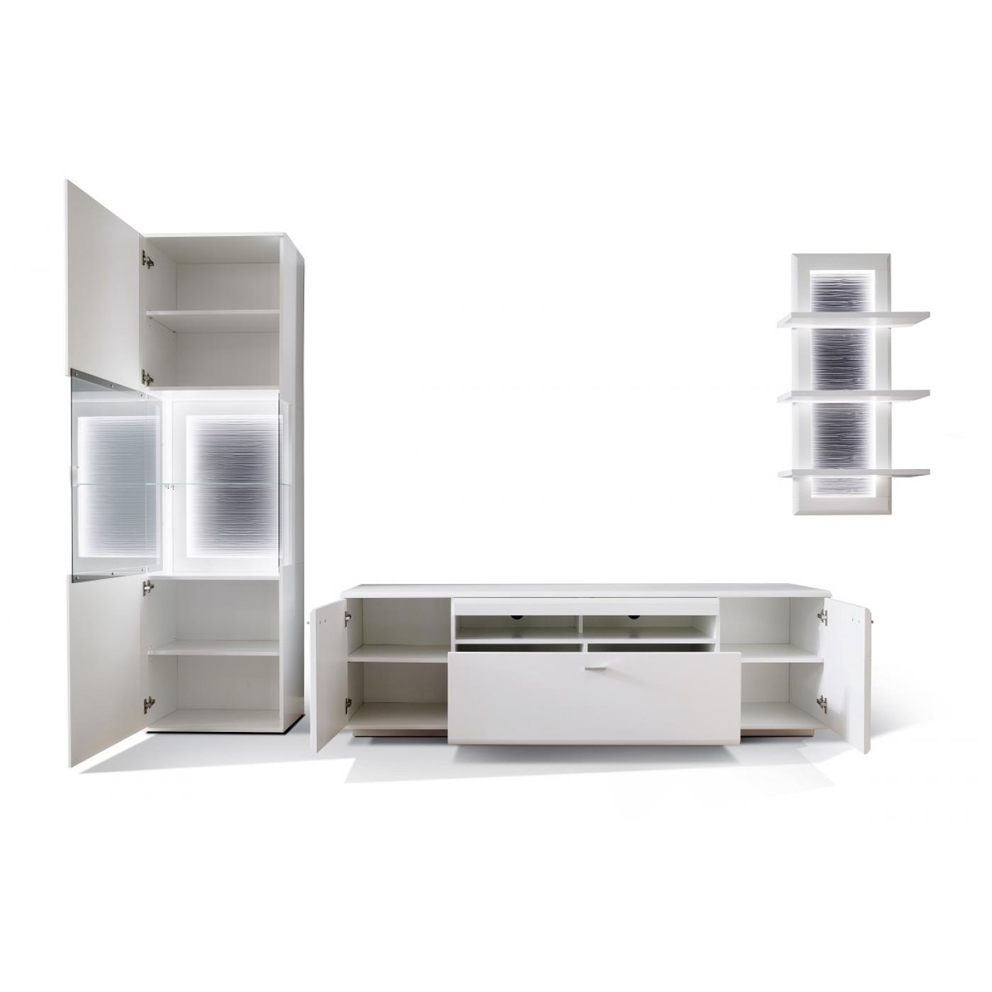 Wohnwand Anbauwand Amora | weiß matt | 3-teilig | LED Beleuchtung