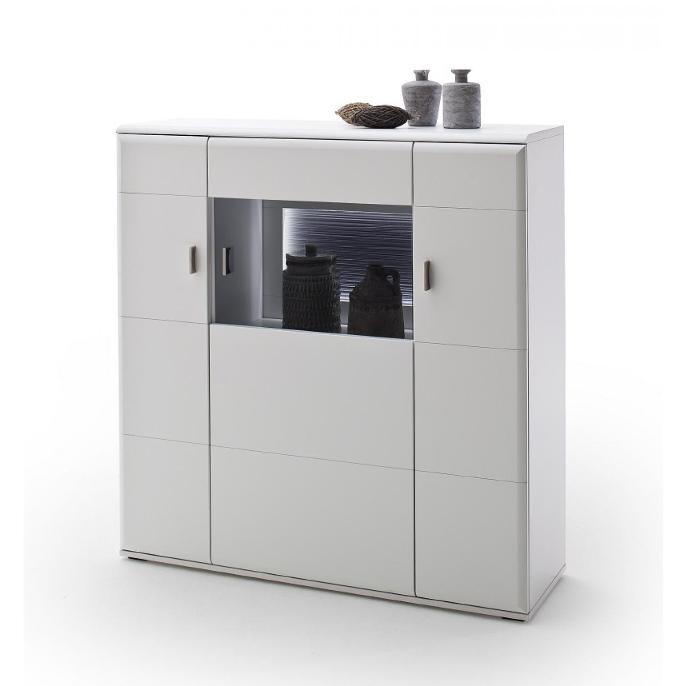 Wohnwand Anbauwand Amora | weiß matt | 3-teilig | LED Beleuchtung