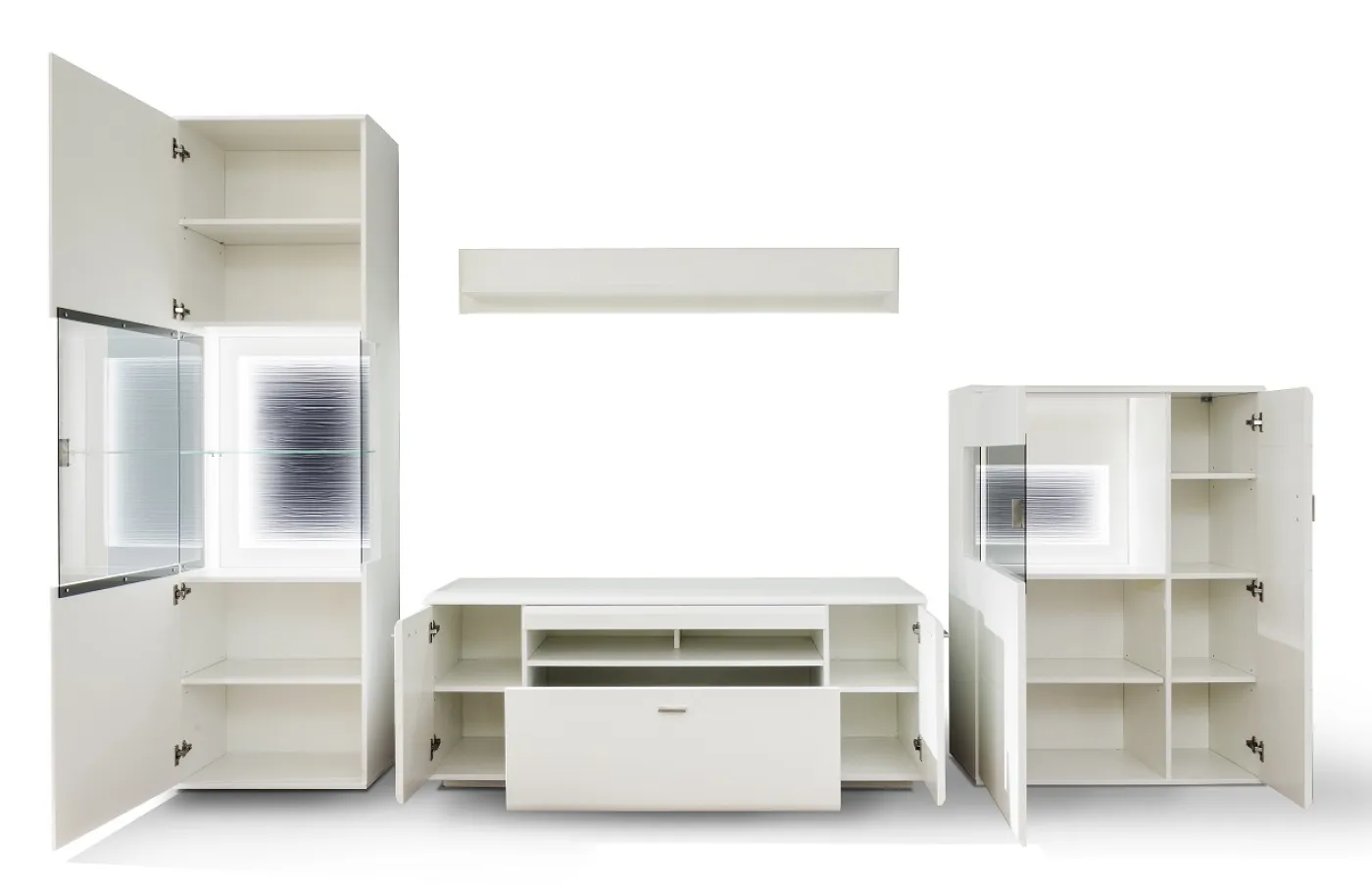 Wohnwand Anbauwand Amora 2 | weiß matt | 4-teilig