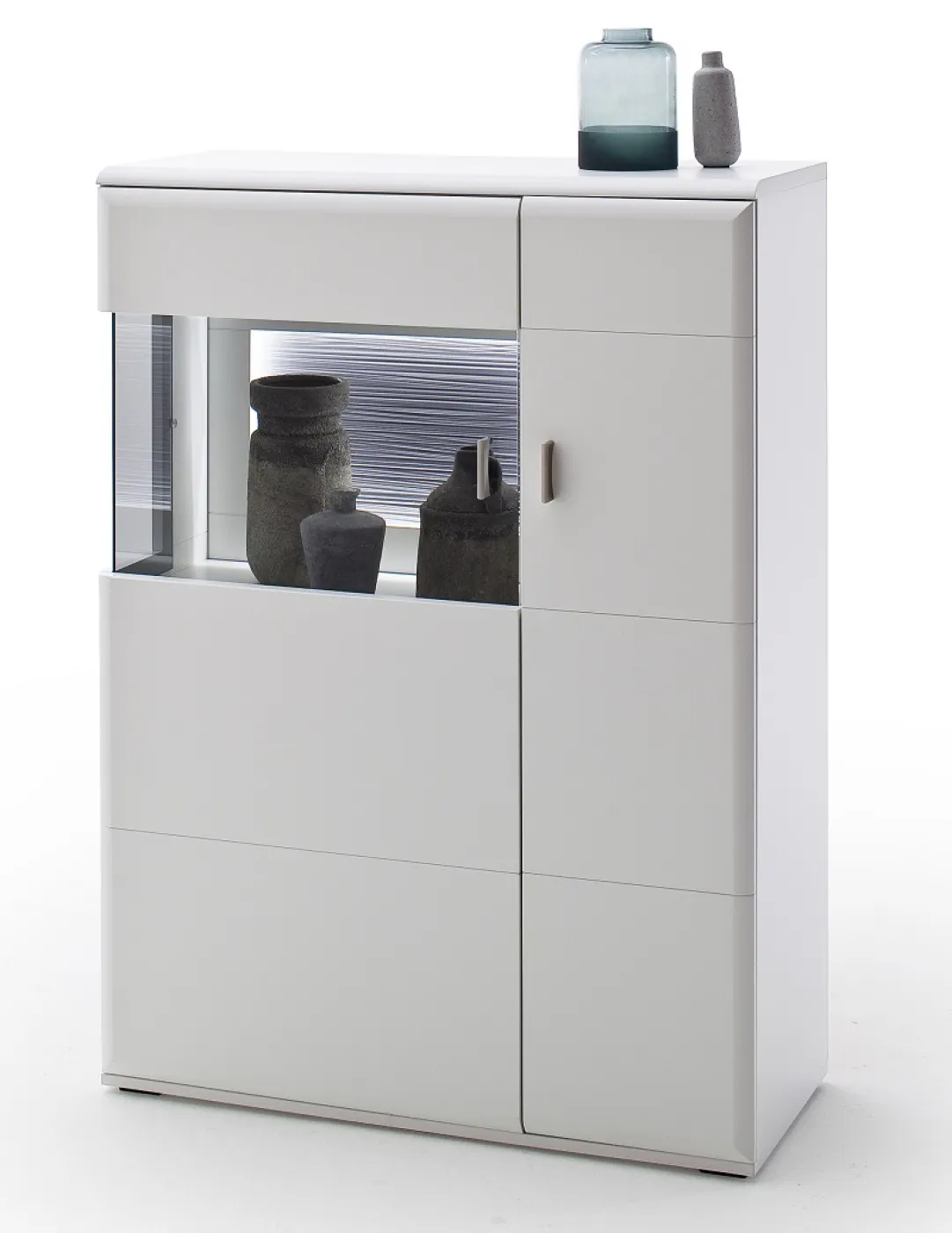 Wohnwand Anbauwand Amora 2 | weiß matt | 4-teilig | LED Beleuchtung