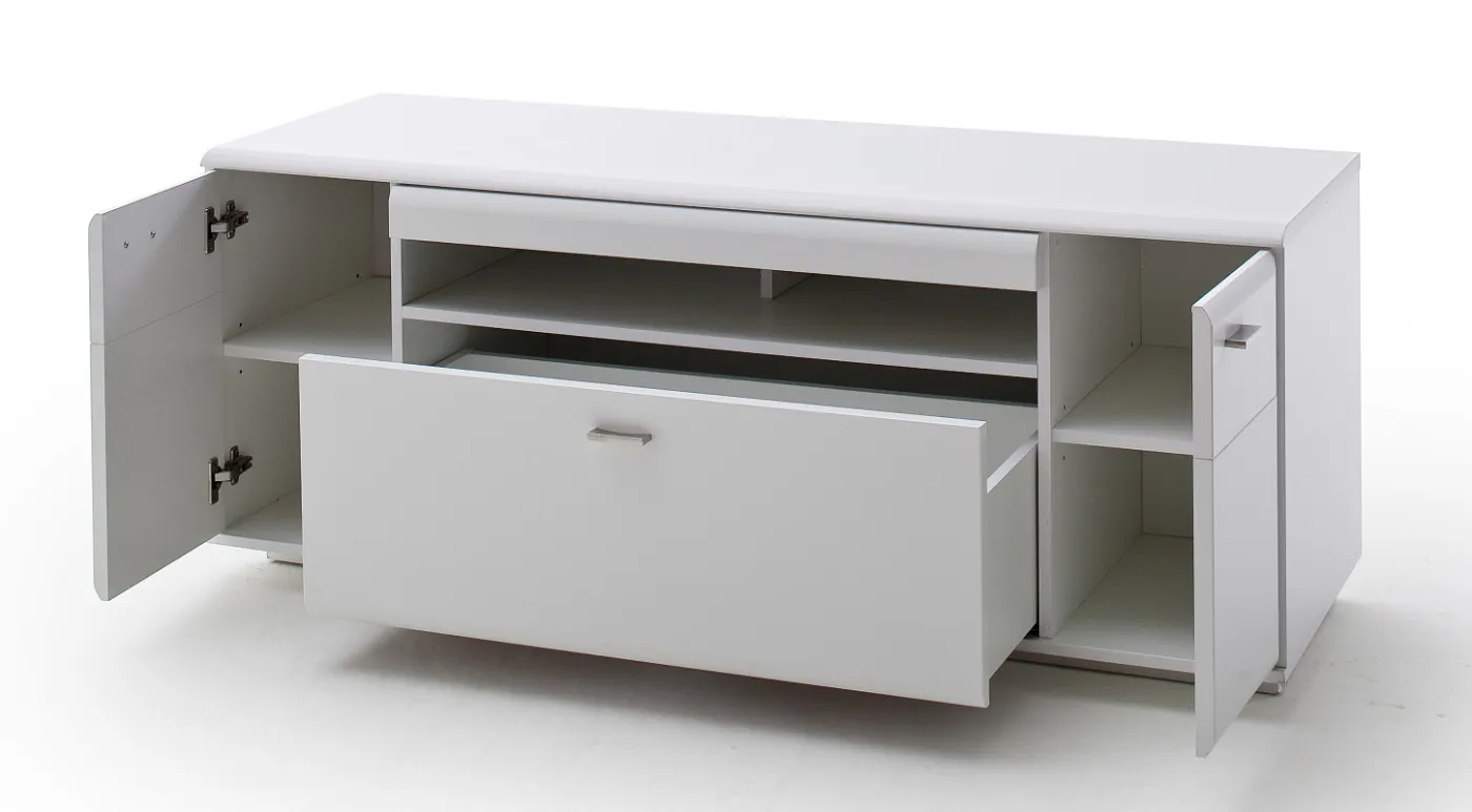 Wohnwand Anbauwand Amora 2 | weiß matt | 4-teilig | LED Beleuchtung