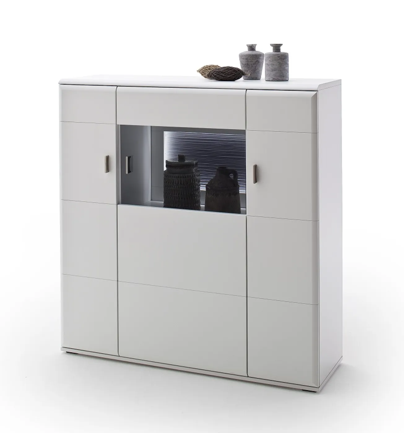 Wohnwand Anbauwand Amora | weiß matt | 3-teilig