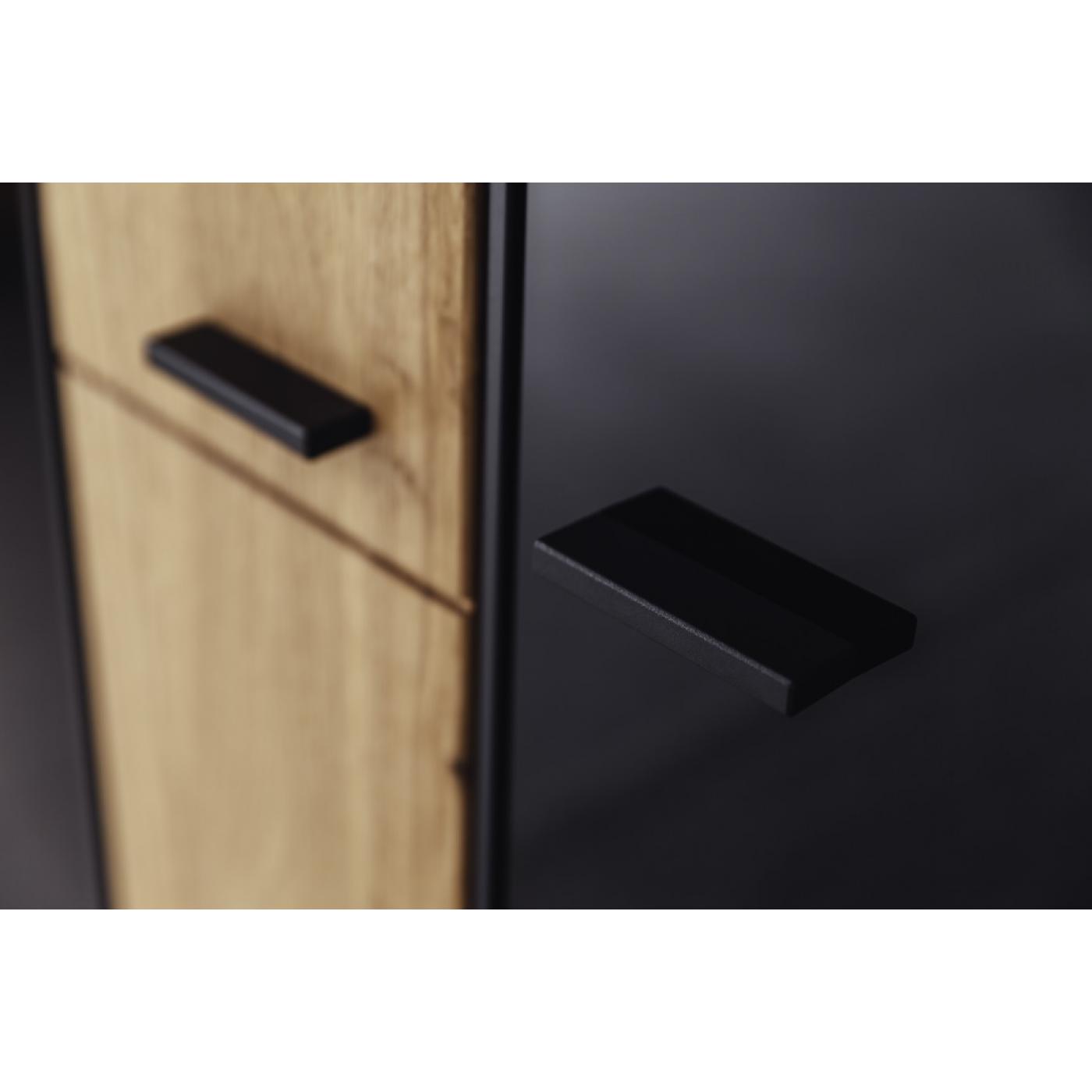 Wohnwand Anbauwand Arezzo 1 | Wildeiche massiv / anthrazit | 3-teilig | LED Beleuchtung