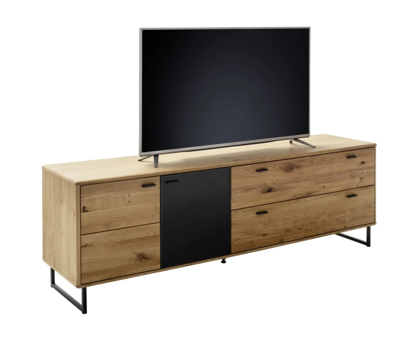 Wohnwand Anbauwand Arezzo 1 | Wildeiche massiv / anthrazit | 3-teilig