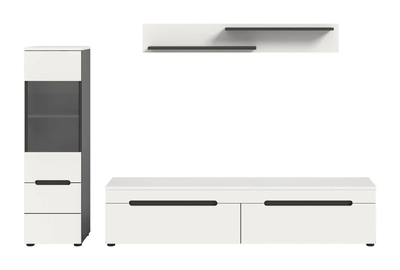 Wohnwand Anbauwand Canu | 2-teilig | weiß / Basalt Grau