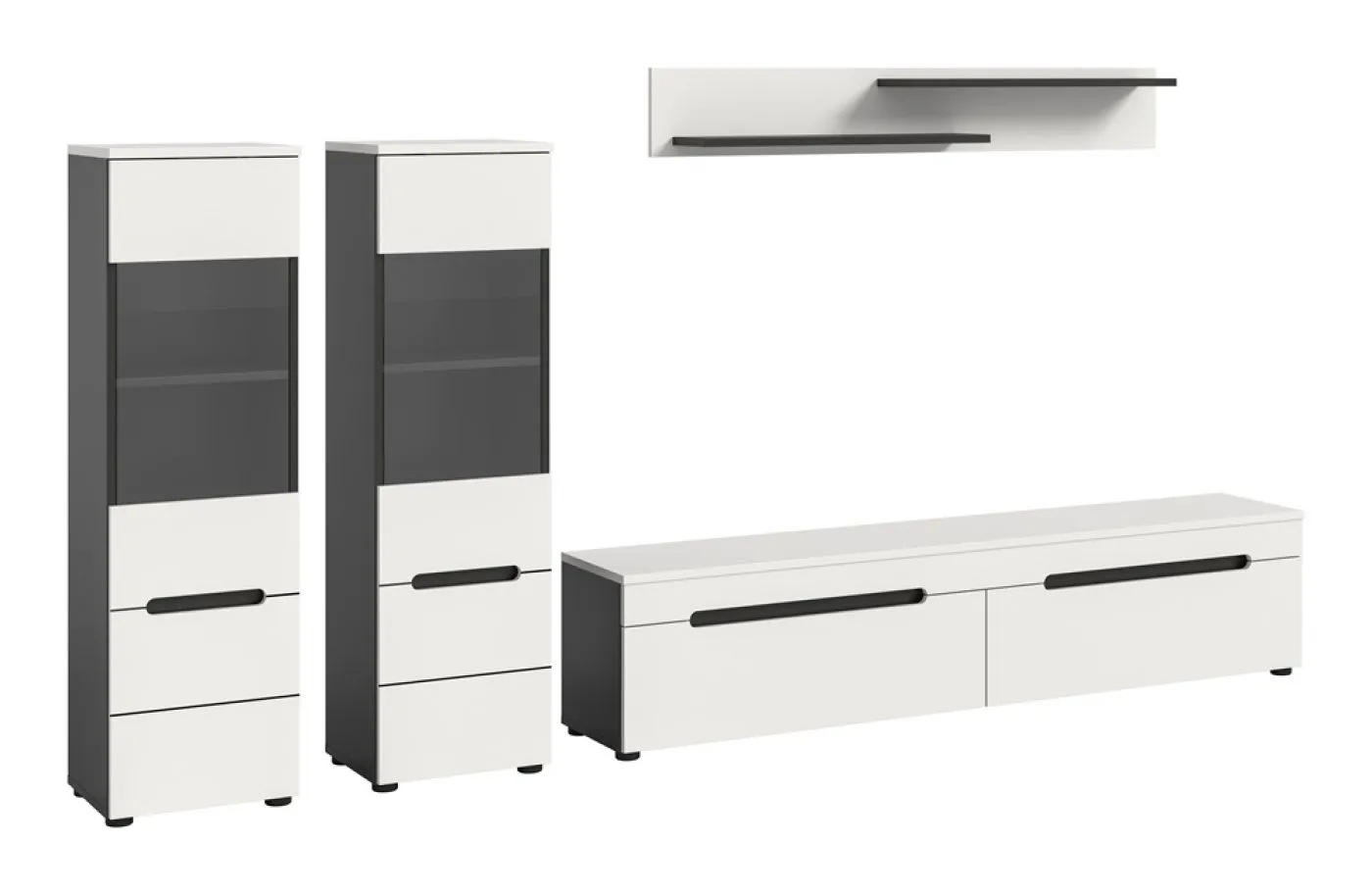 Wohnwand Anbauwand Canu | 3-teilig | weiß / Basalt Grau