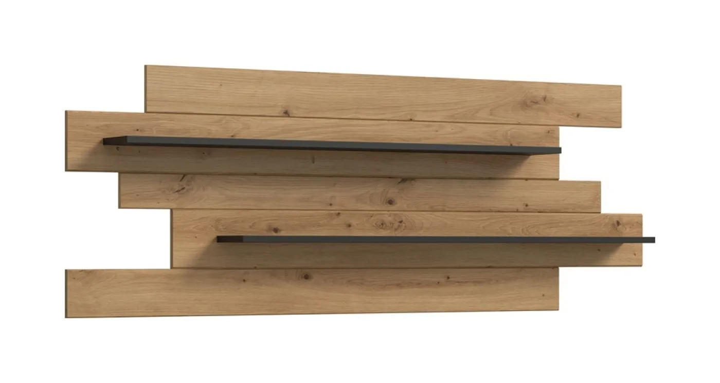 Wohnwand Anbauwand Canu | 4-teilig | Artisan / Basalt Grau | mit 2er Set Glasbodenclip