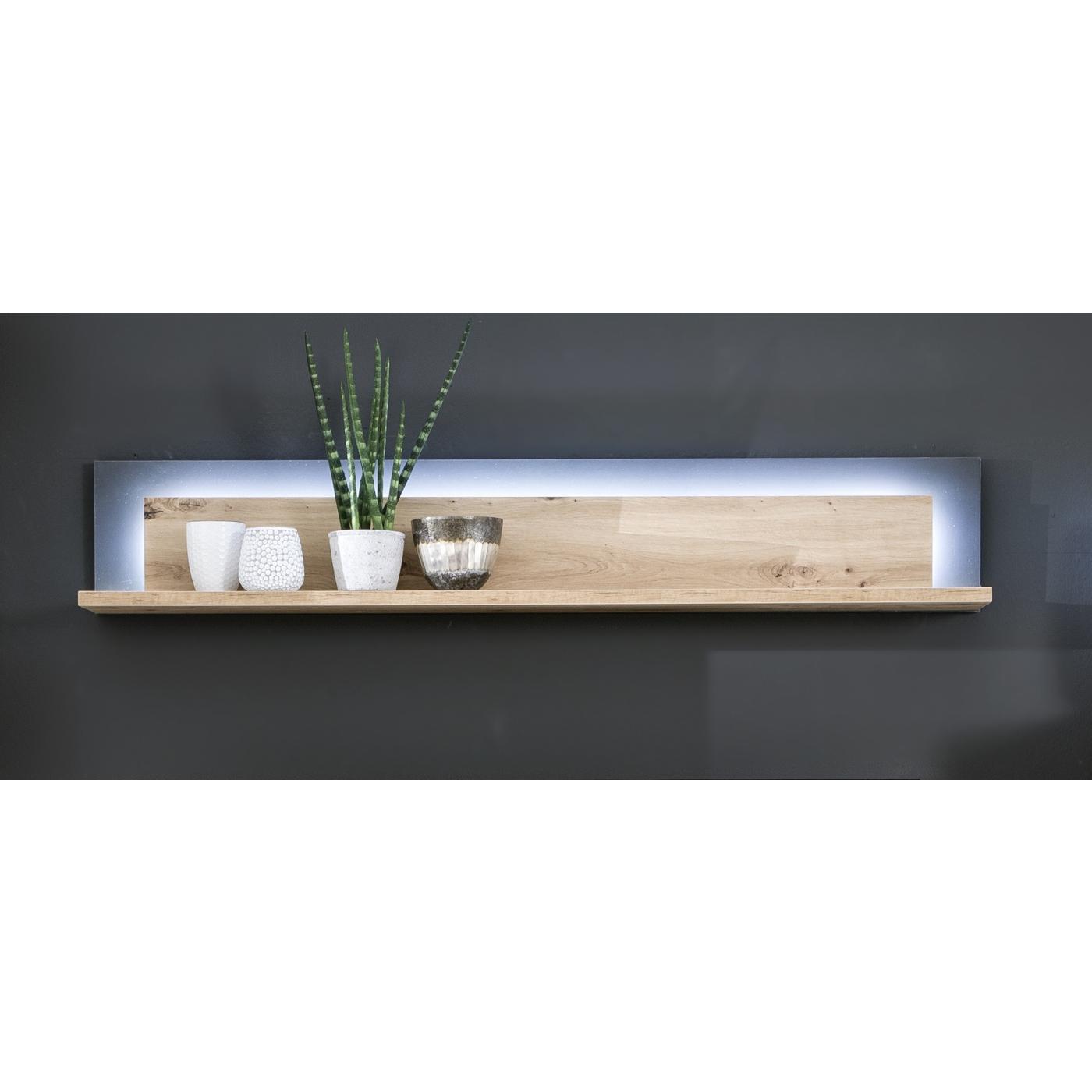 Wohnwand Anbauwand Cortona | Balkeneiche / anthrazit | 4-teilig | LED Beleuchtung