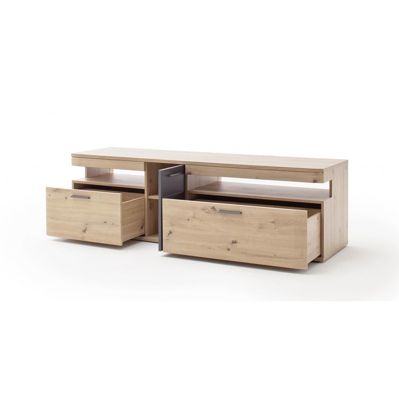 Wohnwand Anbauwand Cortona 2 | Balkeneiche / anthrazit | 3-teilig | LED Beleuchtung