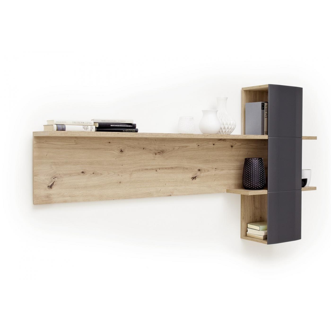 Wohnwand Anbauwand Cortona 2 | Balkeneiche / anthrazit | 3-teilig | LED Beleuchtung