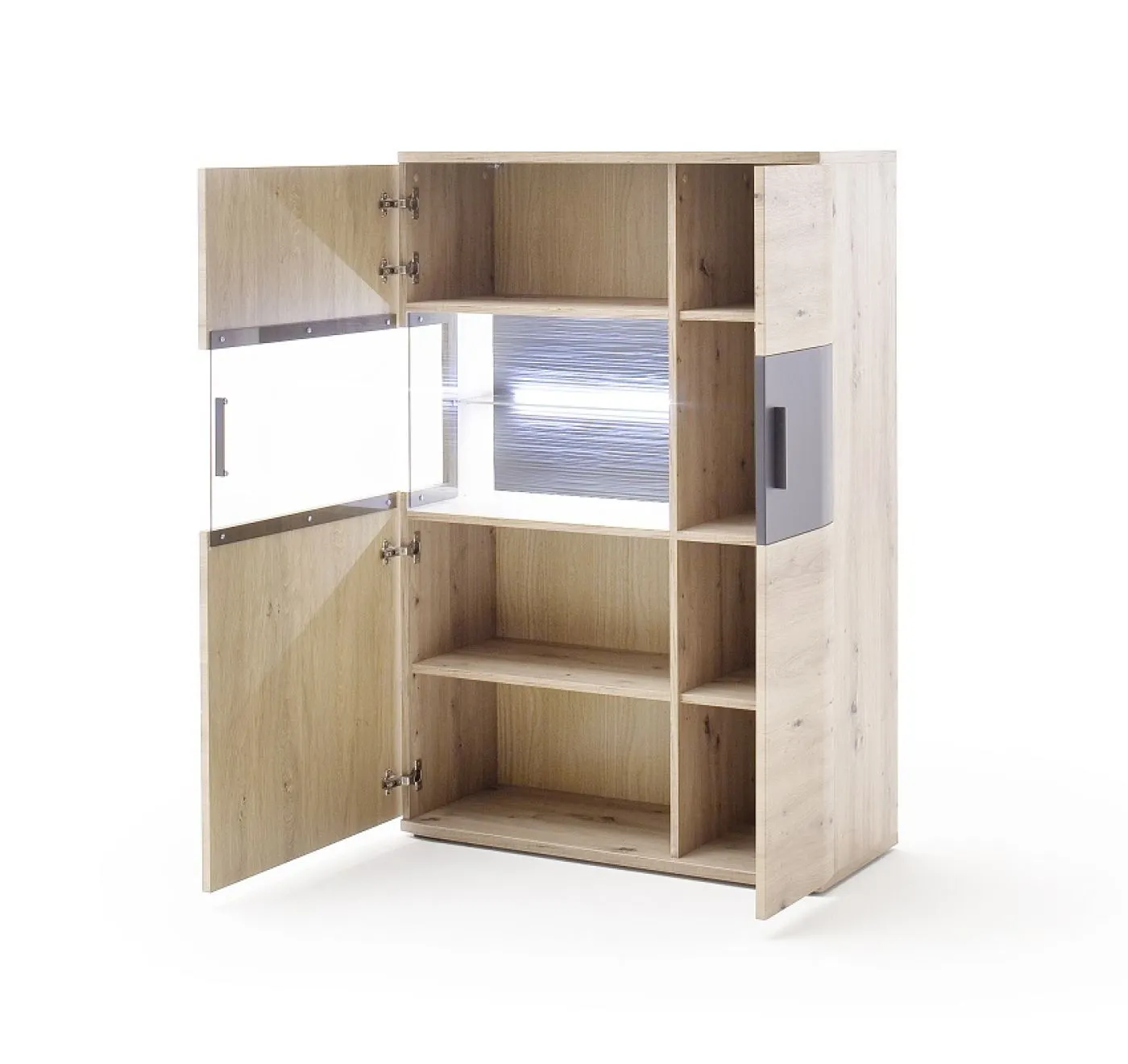 Wohnwand Anbauwand Cortona 2 | Balkeneiche / anthrazit | 3-teilig | LED Beleuchtung 1