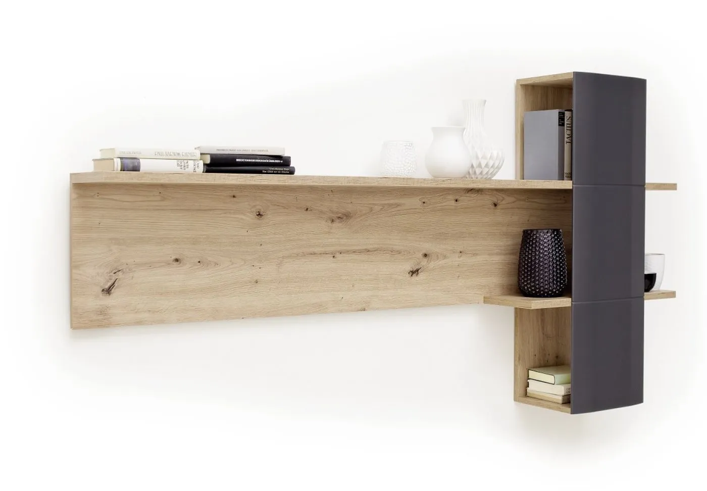 Wohnwand Anbauwand Cortona 2 | Balkeneiche / anthrazit | 3-teilig | LED Beleuchtung 1